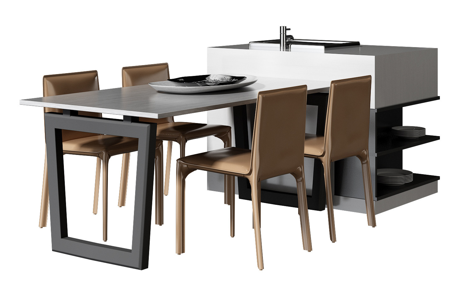 现代餐桌椅_3d模型下载