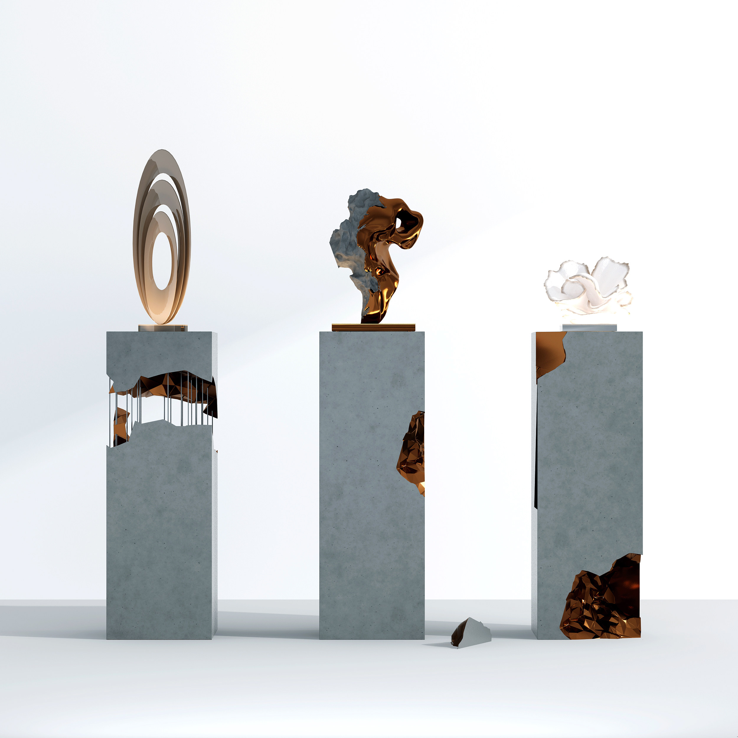 新中式金属抽象雕塑,艺术品，摆件3d模型下载