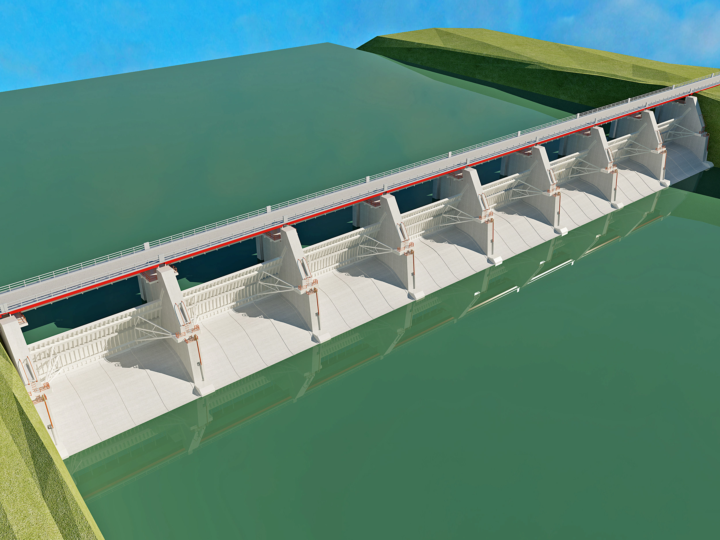 现代堤坝,河堤,3d模型下载
