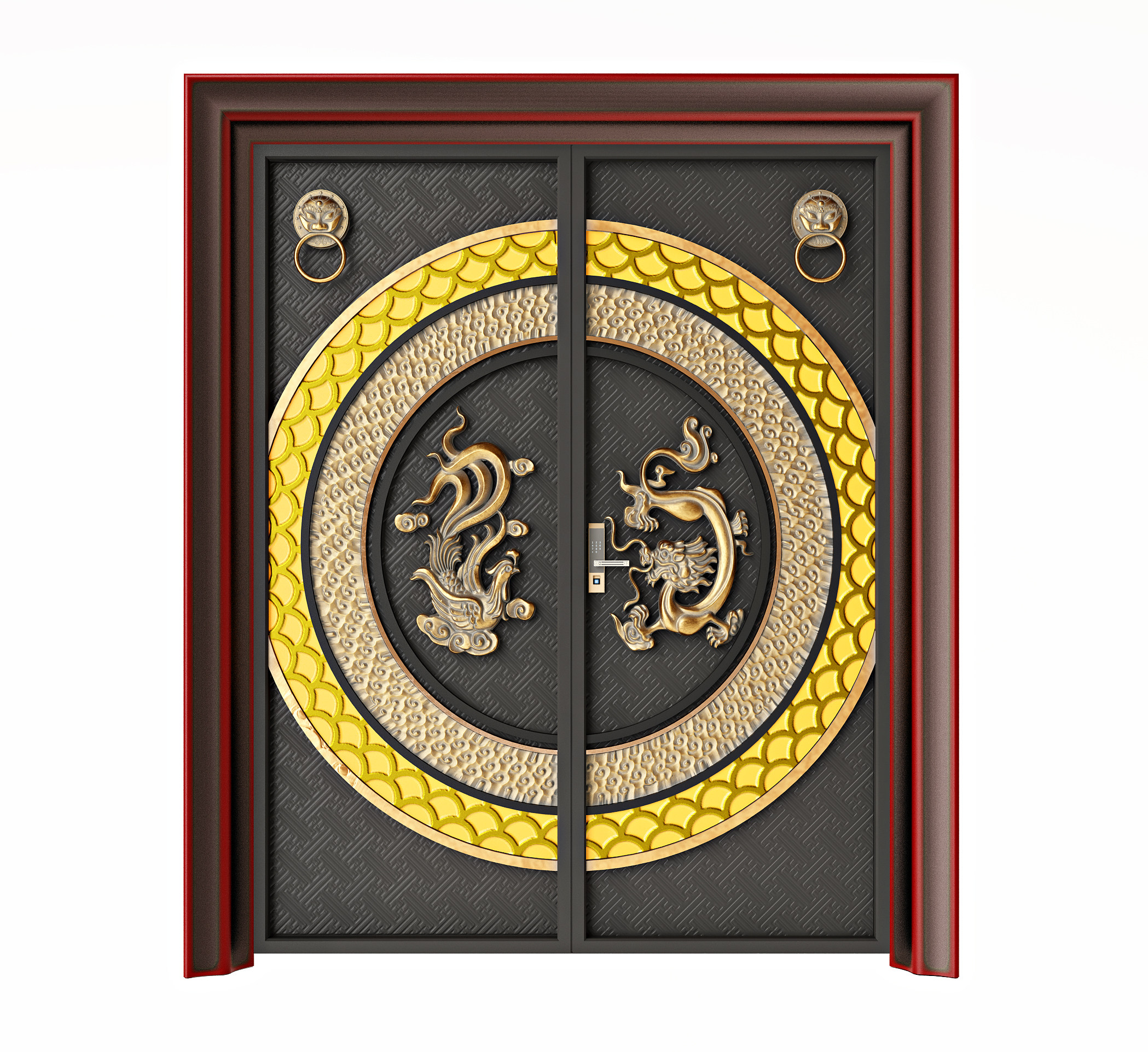 新中式古典雕花大门3d模型下载