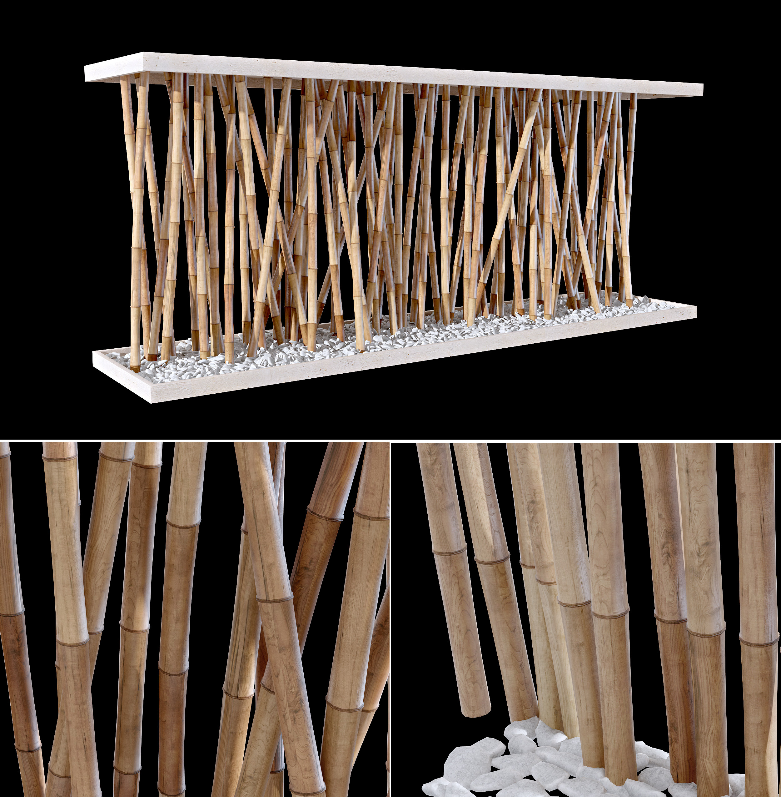 现代竹子竹竿，栅栏，隔断墙3d模型下载