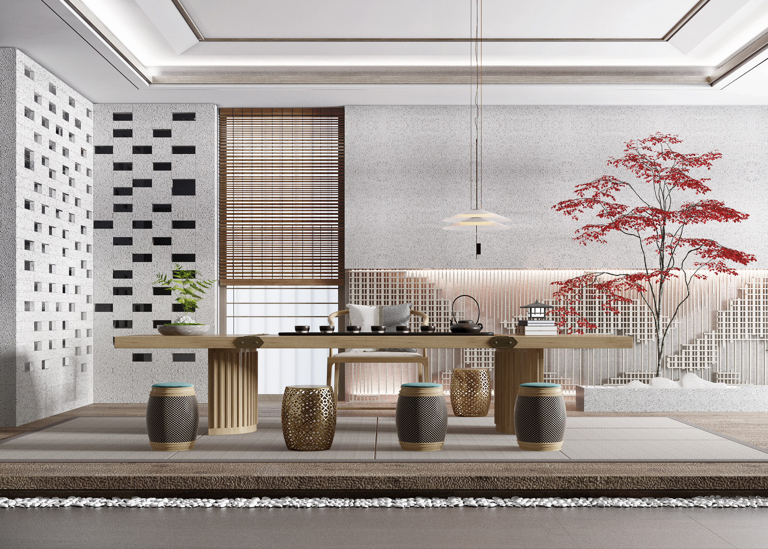 新中式茶室3d模型下载