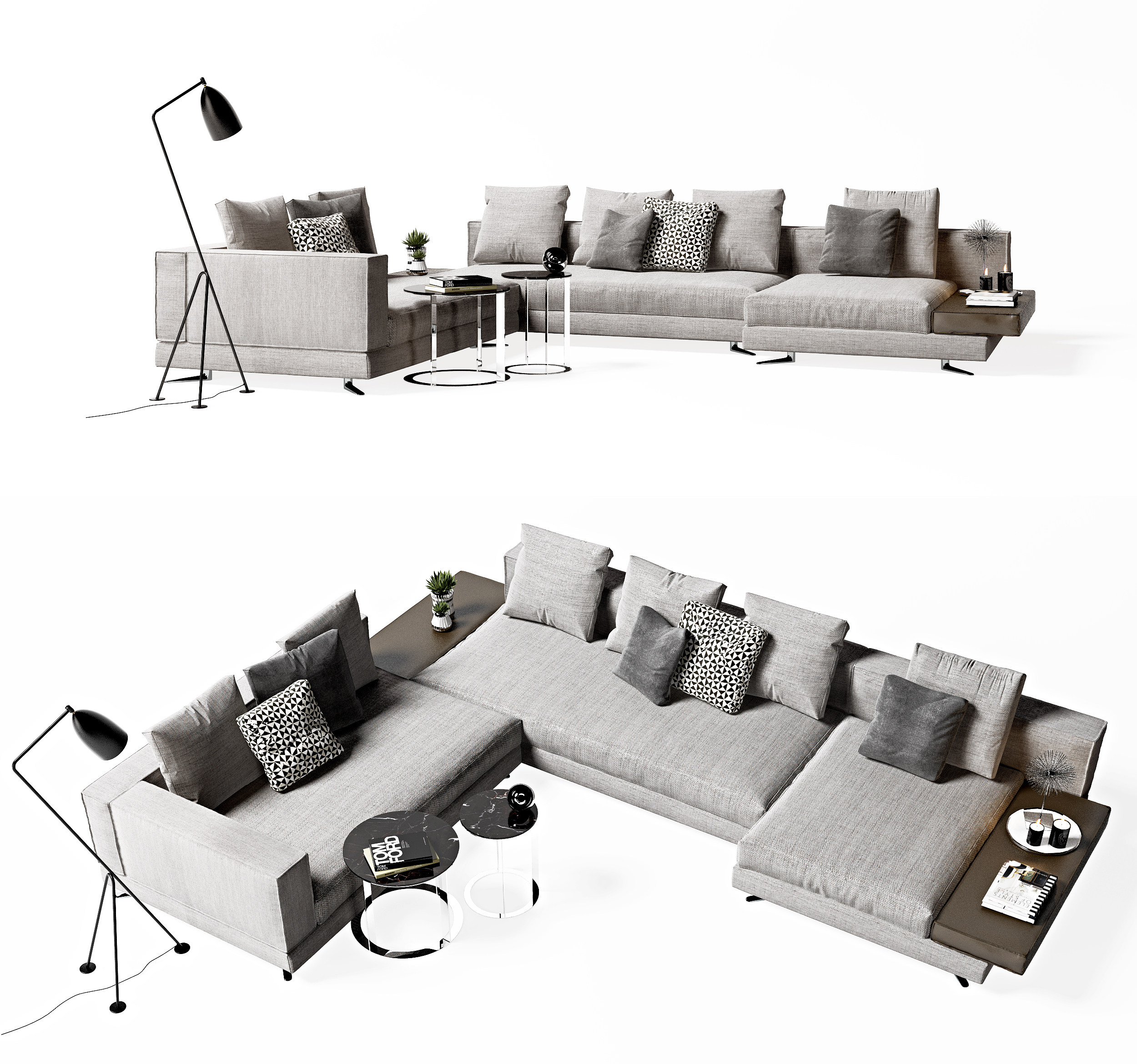 意大利 米洛提 Minotti 现代多人沙发,3d模型下载