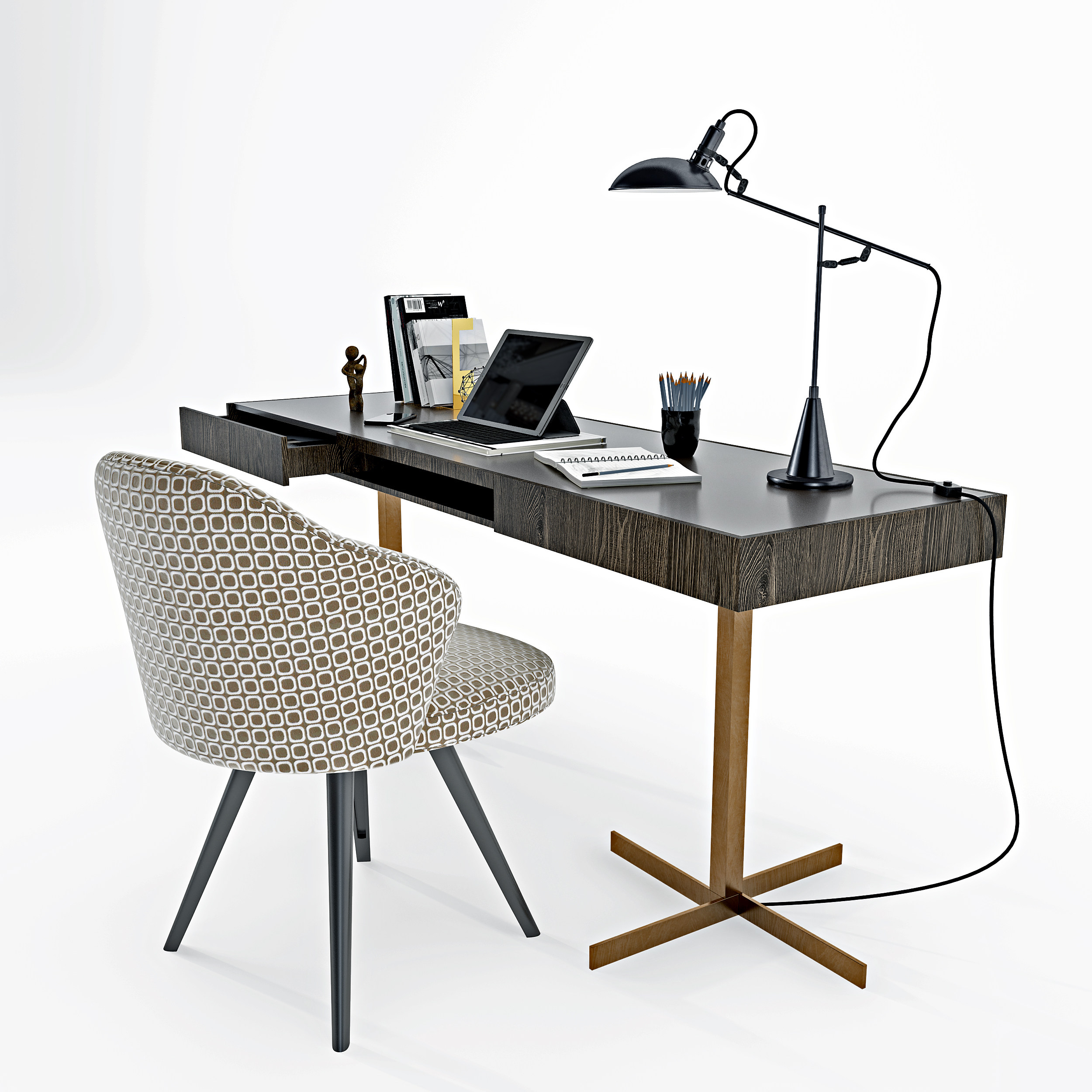 Minotti 现代书桌椅 3d模型下载