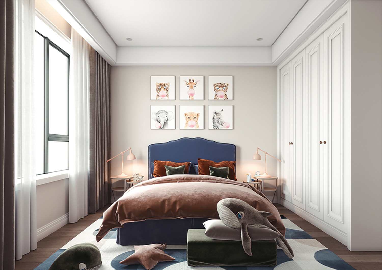 欧式美式儿童卧室3d模型下载