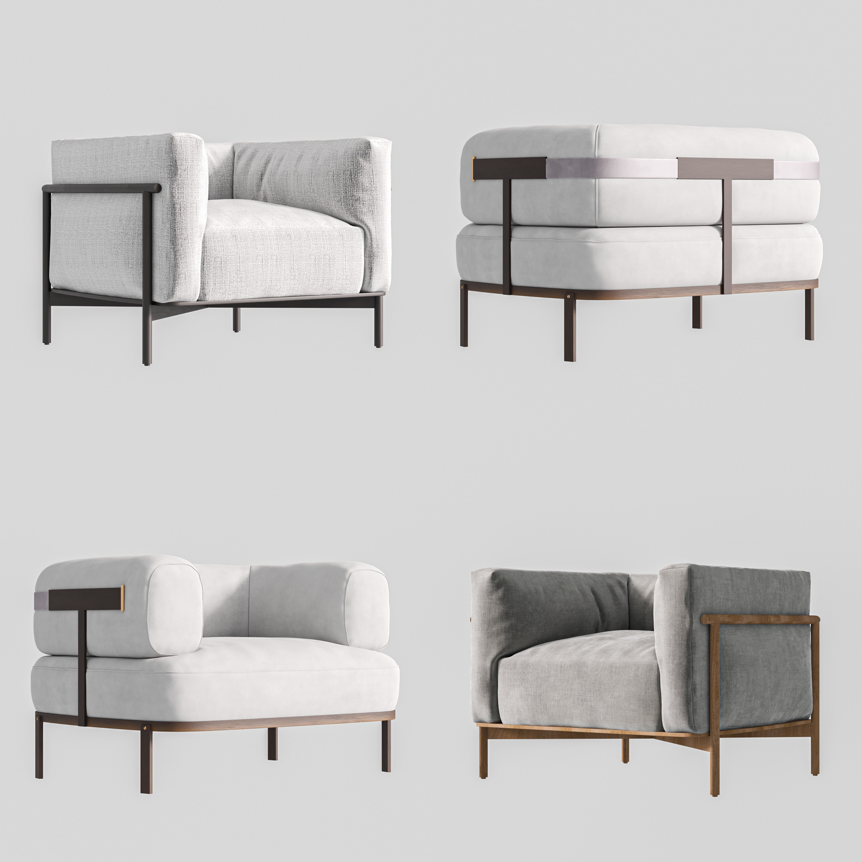 新中式单人沙发组合3d模型下载