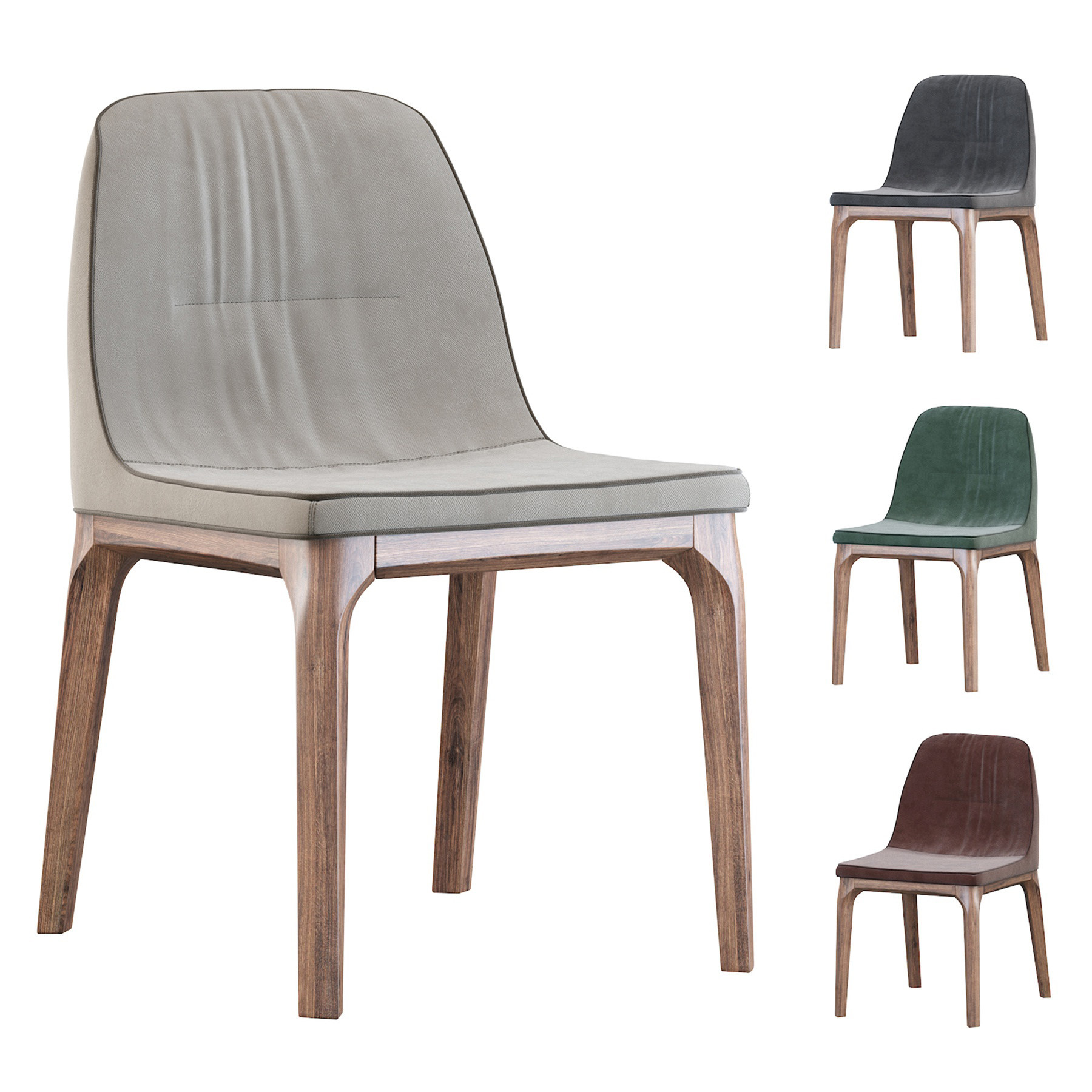 Tonin Casa 现代实木布艺餐椅3d模型下载