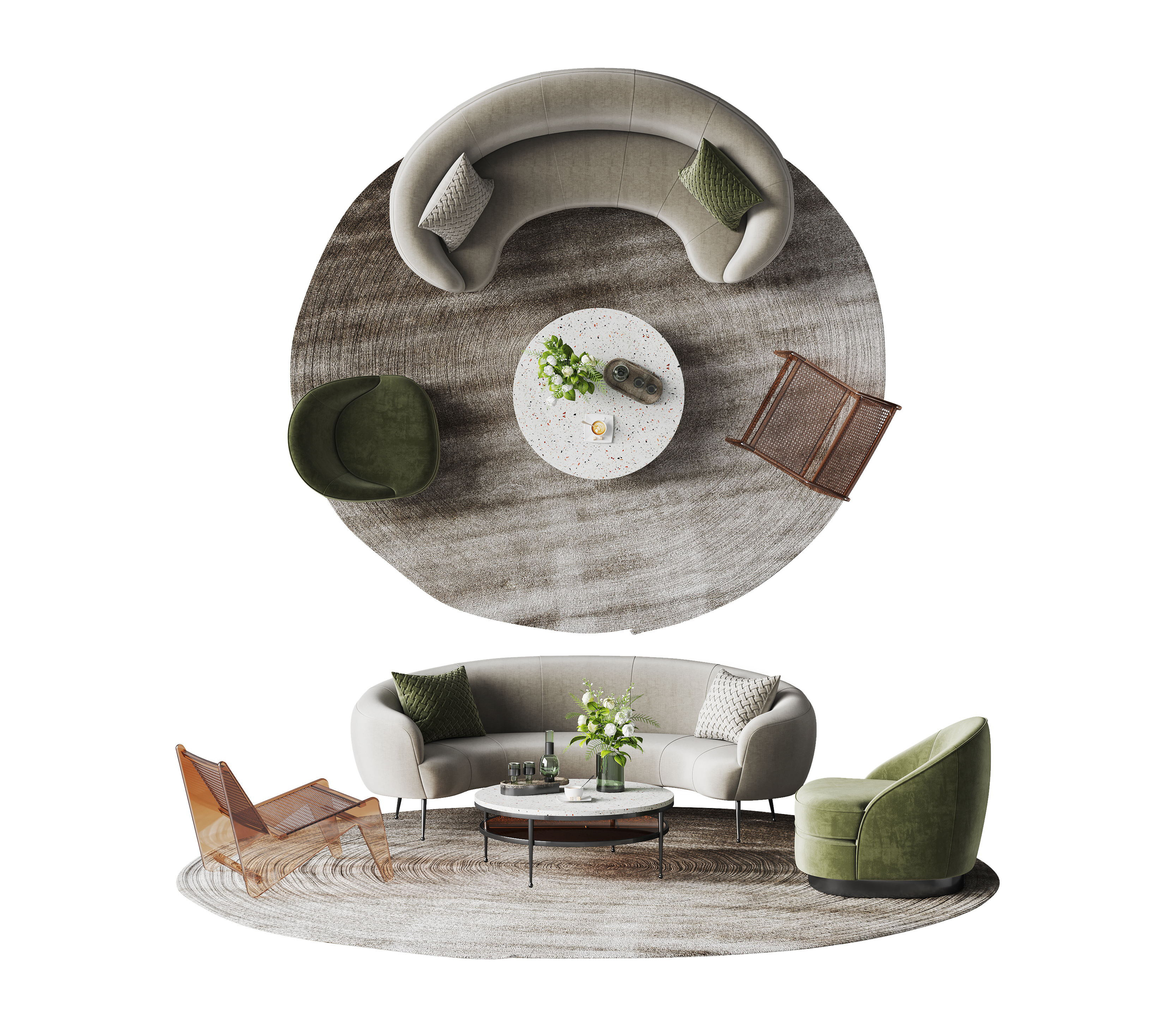 现代沙发茶几组合3d模型下载