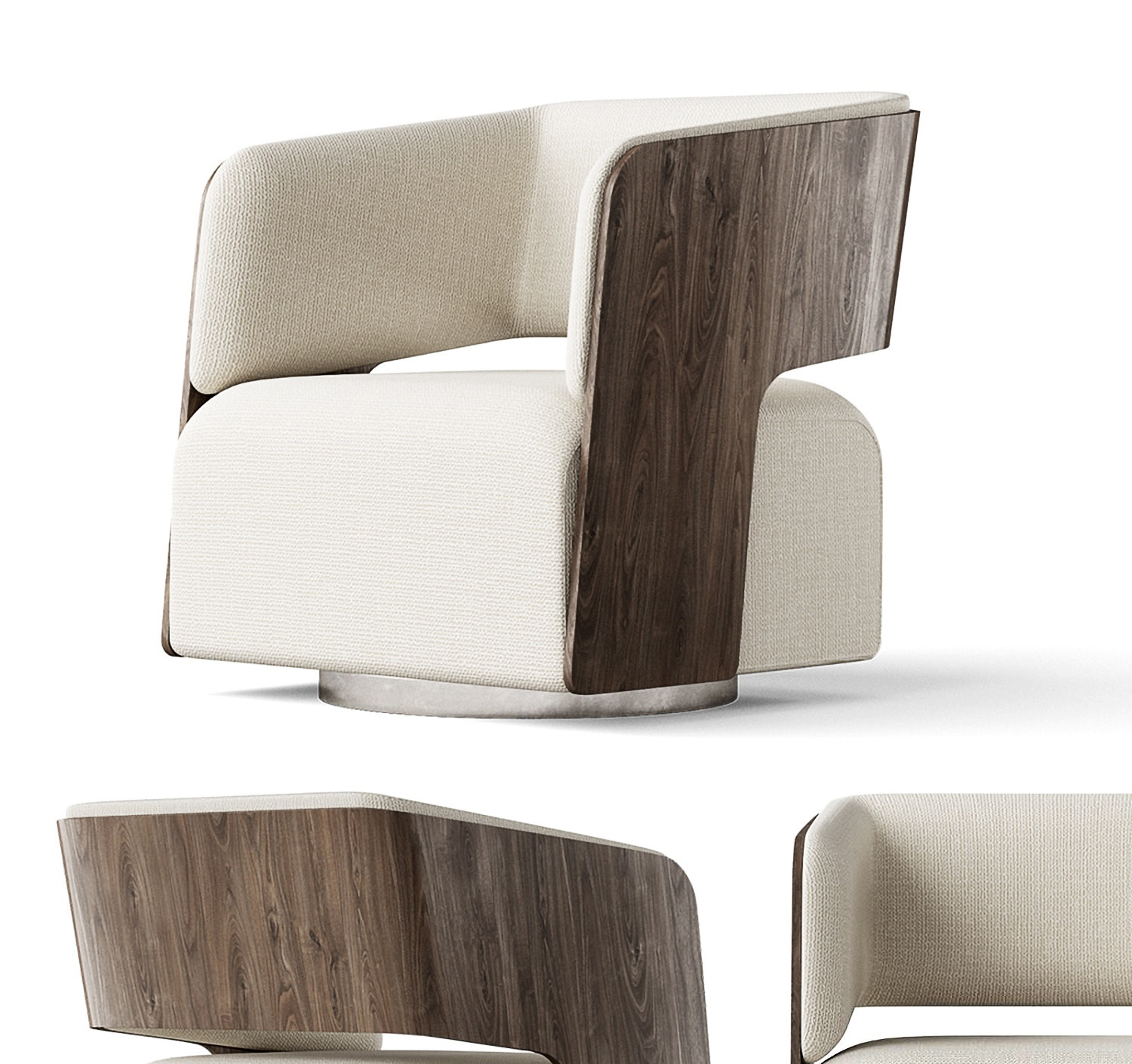 现代实木布艺休闲椅3d模型下载