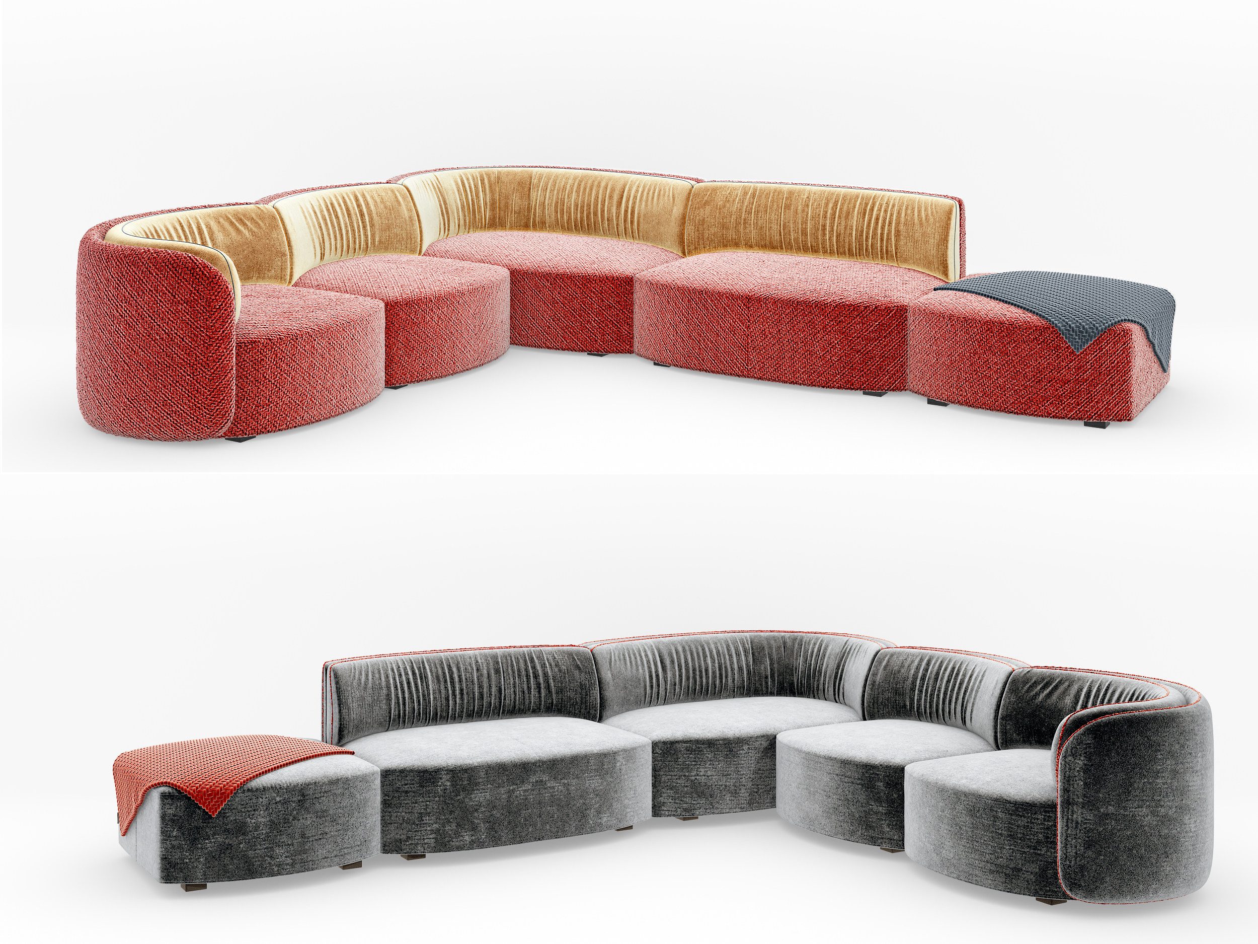 意大利 Natuzzi 现代转角沙发 3d模型下载