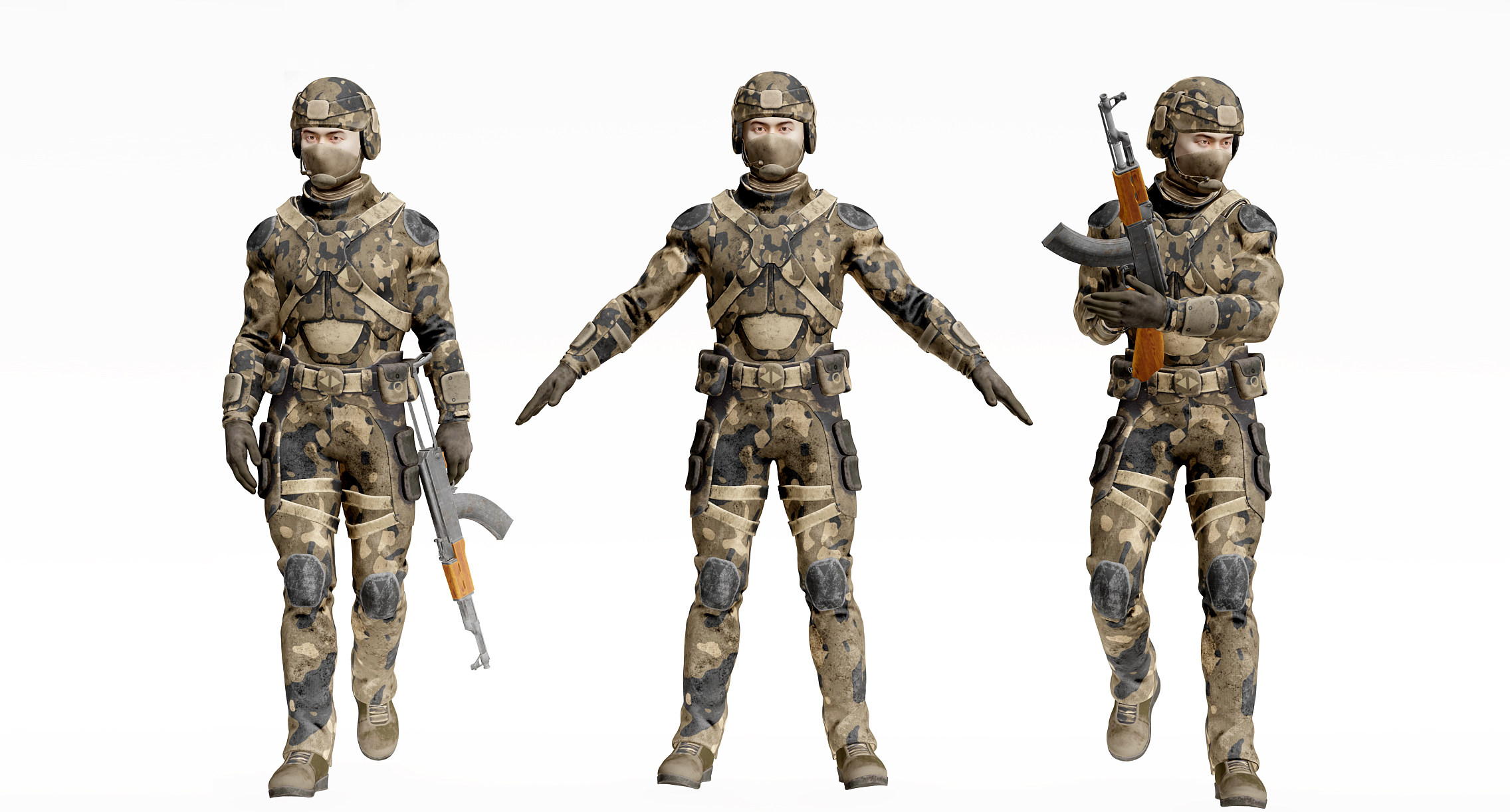 现代迷彩服士兵战士人物3d模型下载