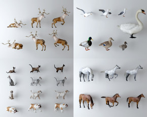 现代动物,现代宠物狗,宠物猫,动物，鸭子,鹅,小鹿3d模型下载