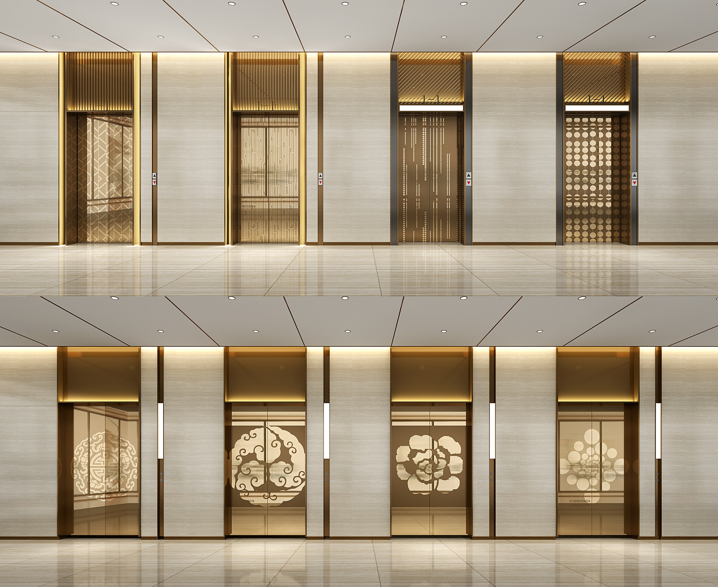 现代金属花纹电梯门,3d模型下载