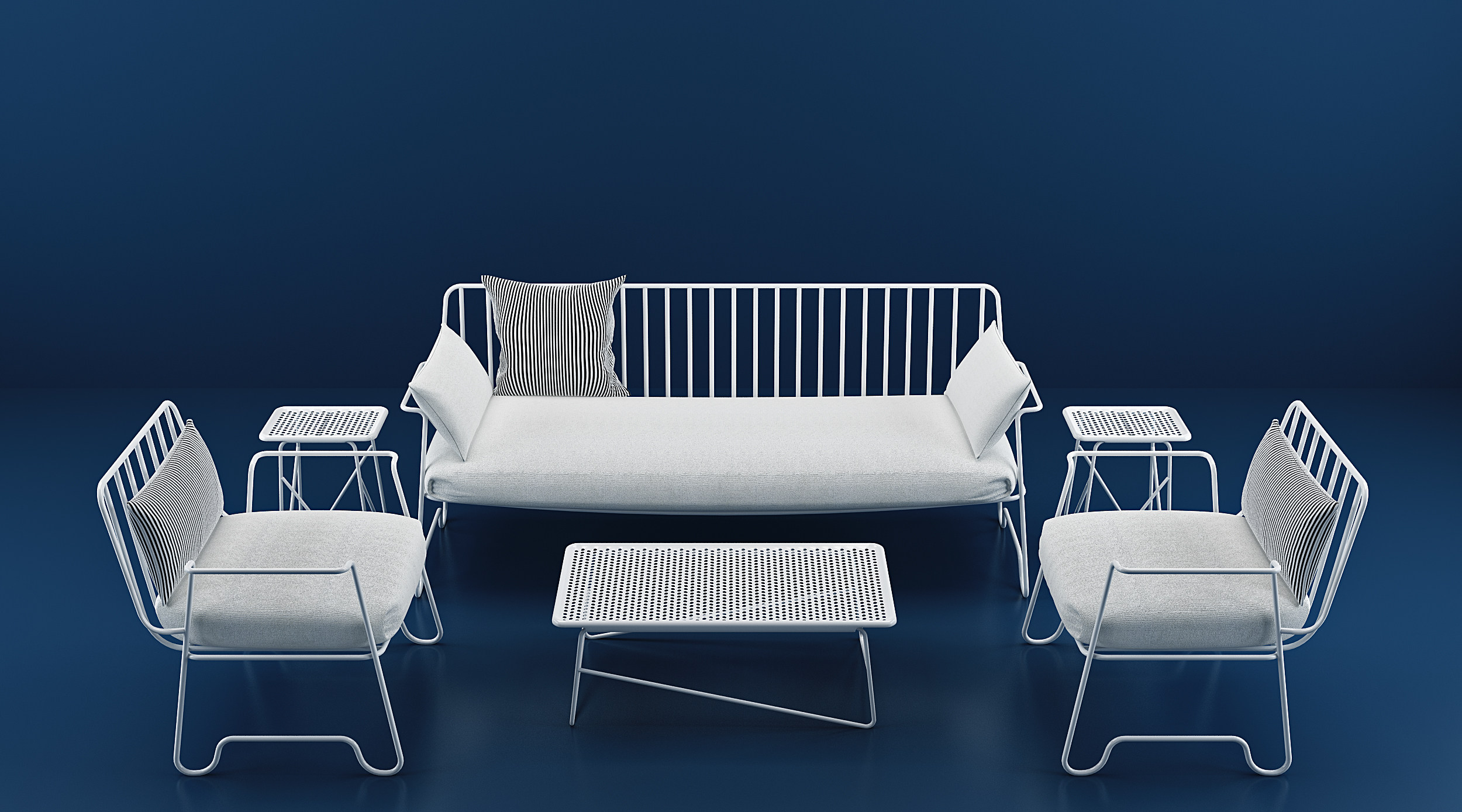 现代简易户外沙发组合3d模型下载