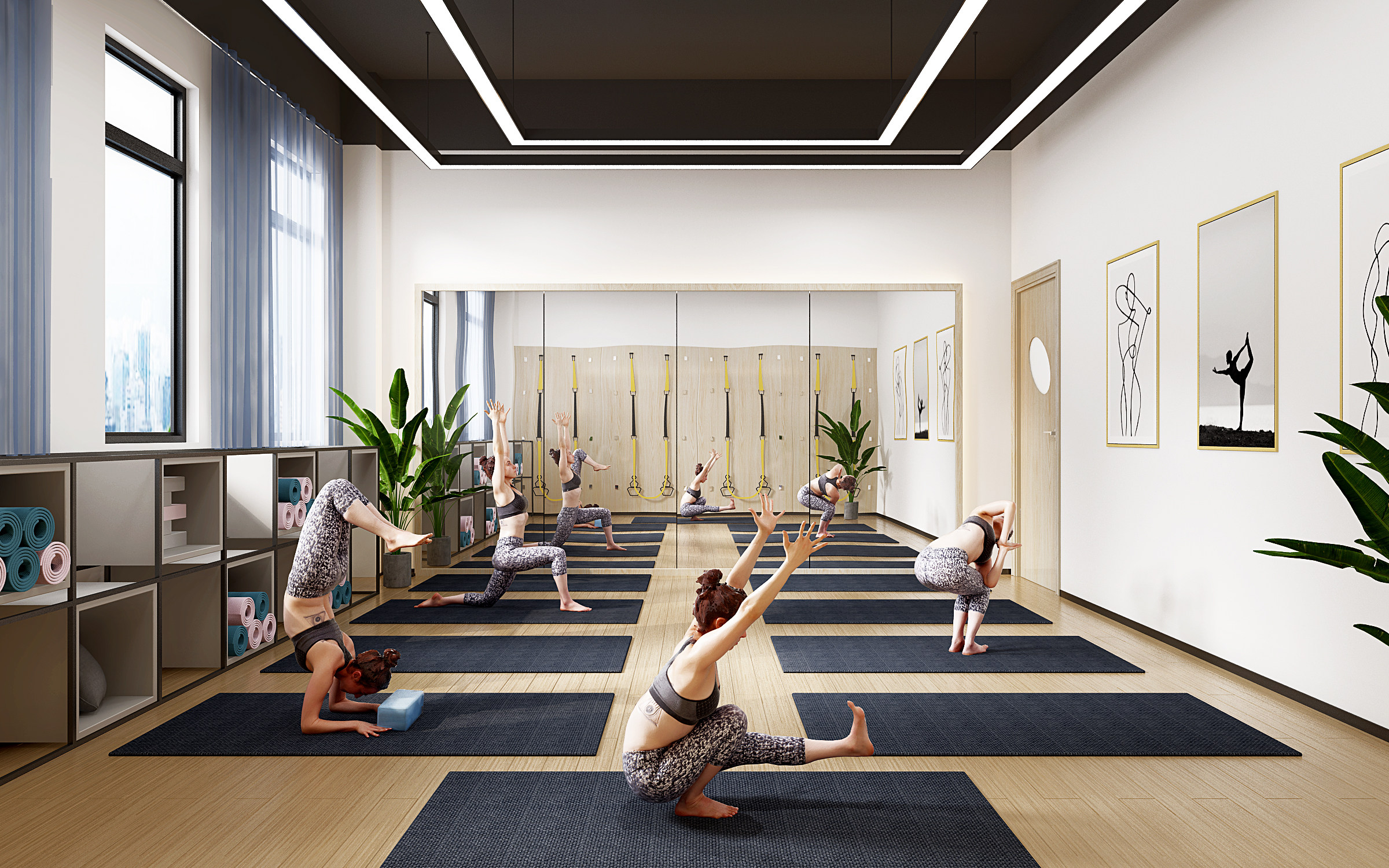 现代瑜伽房健身房3d模型下载