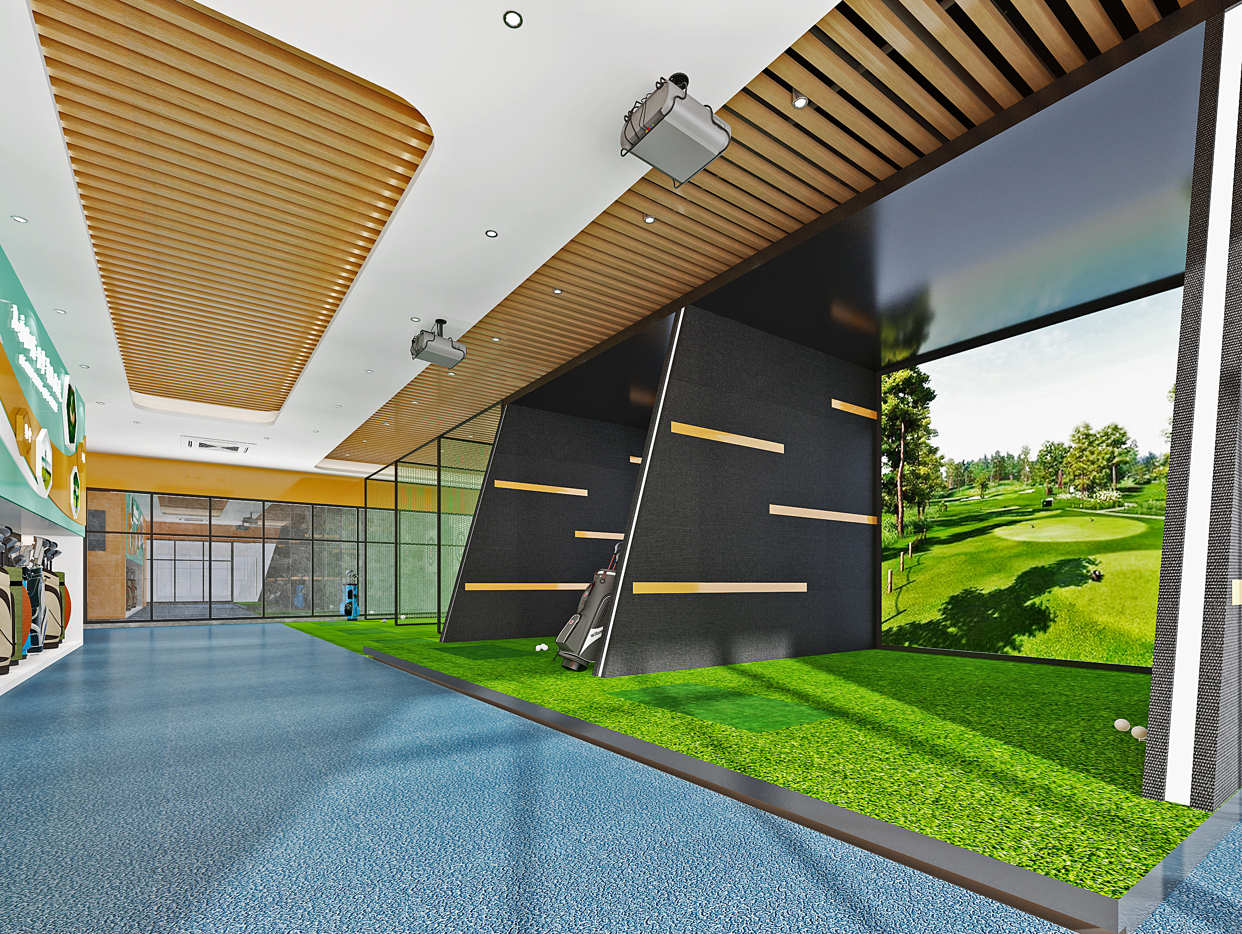 现代室内高尔夫球馆3d模型下载