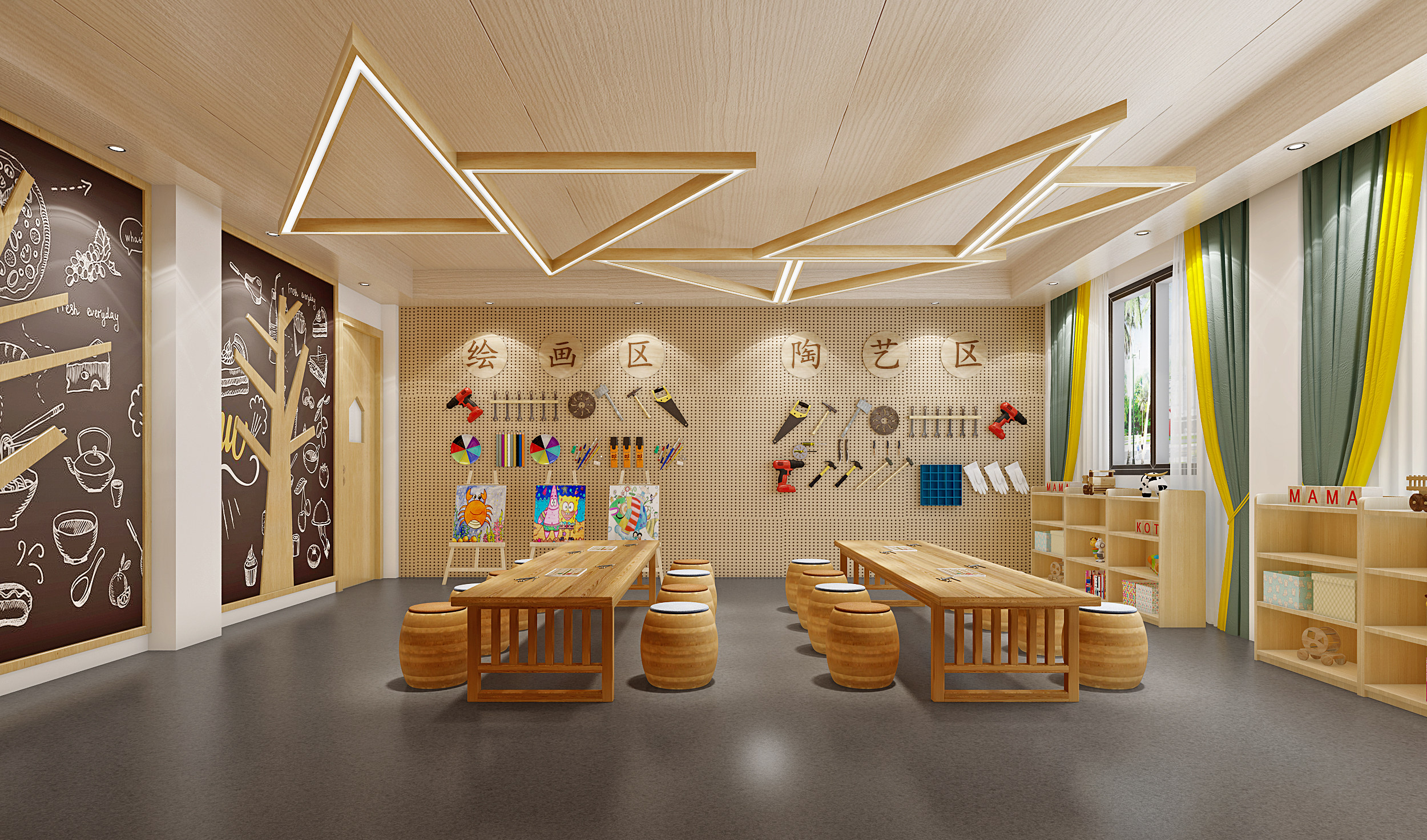 现代幼儿园美工室3d模型下载