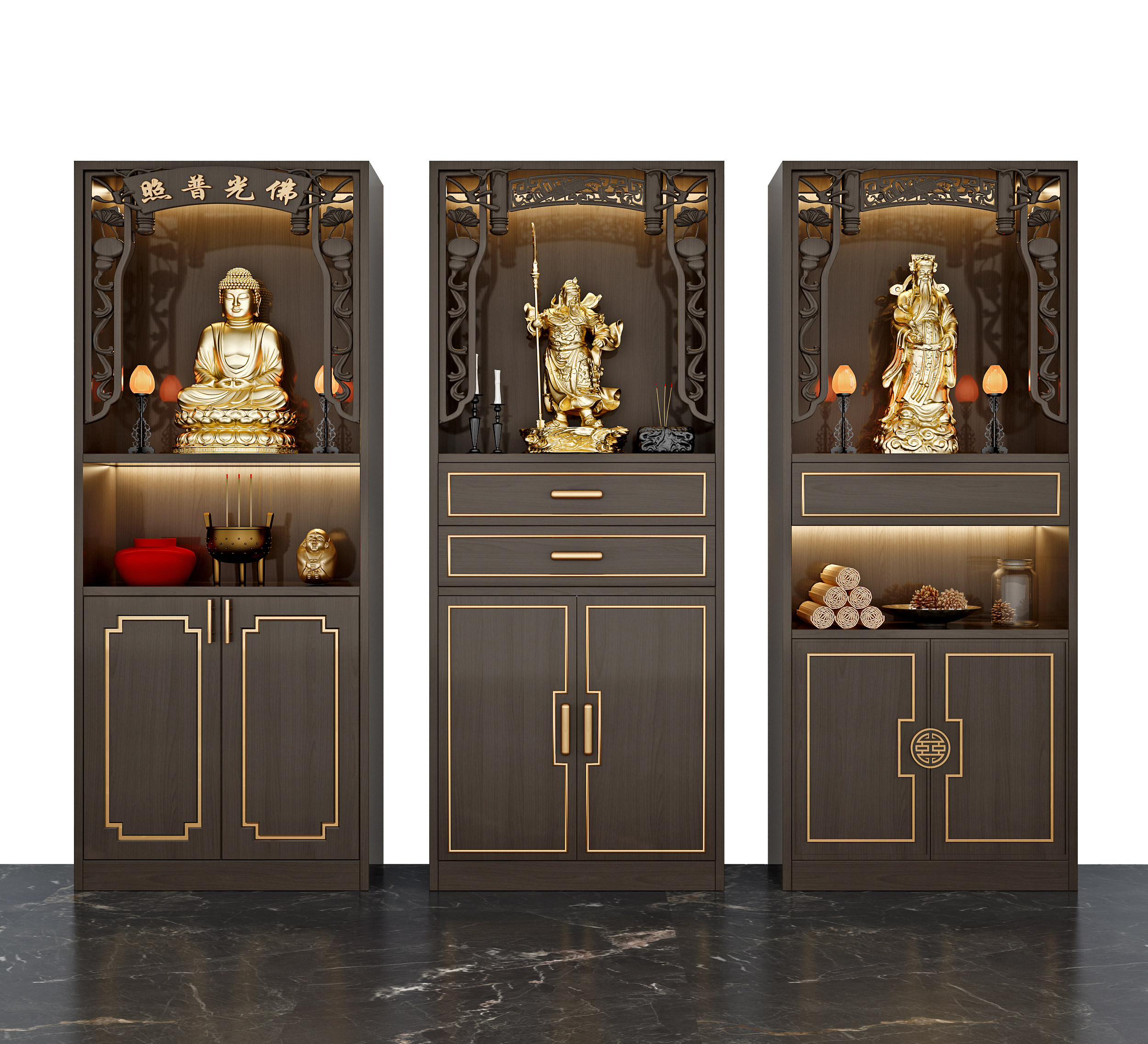 新中式神龛神台柜3d模型下载
