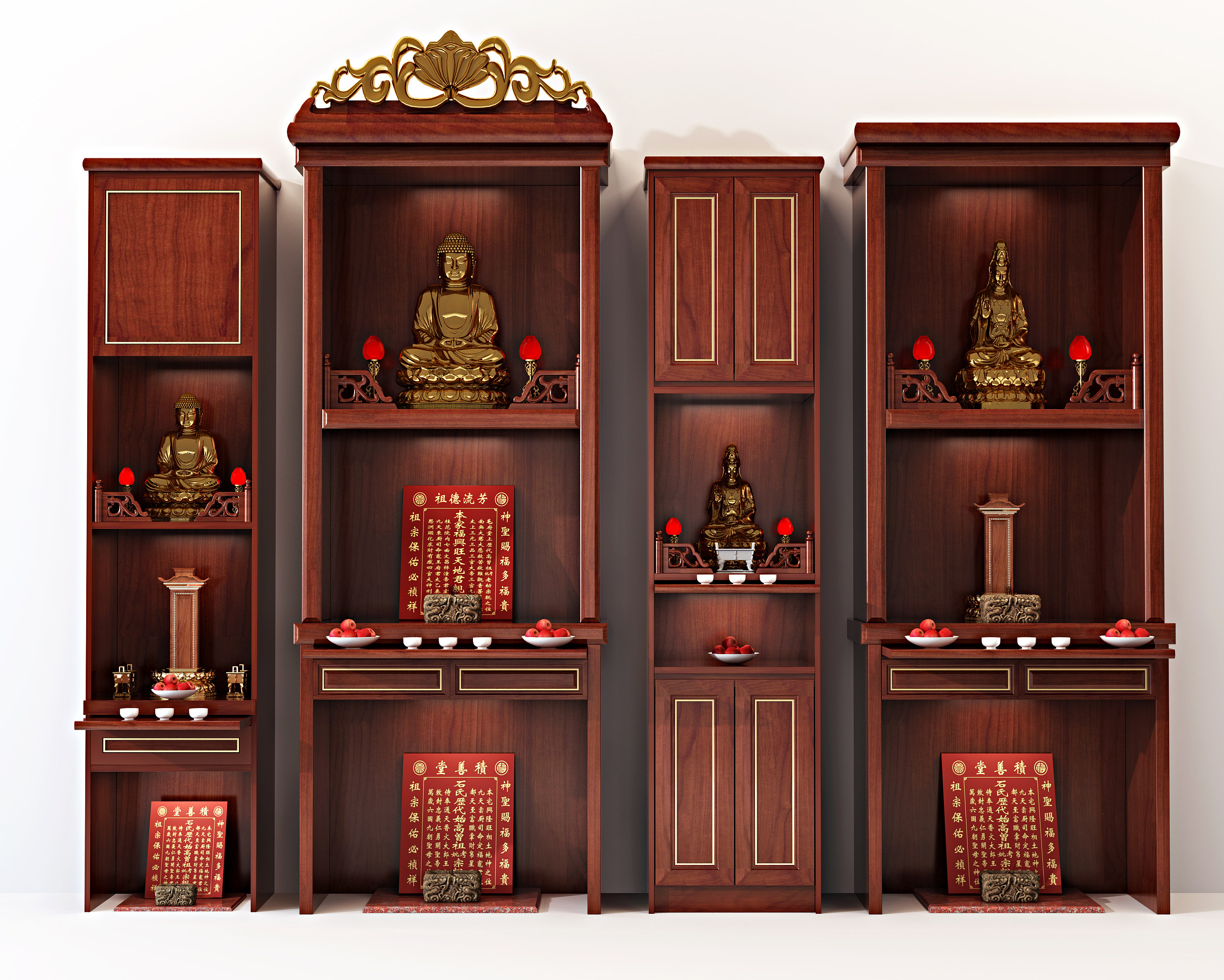 中式实木佛龛,神龛,神台柜3d模型下载