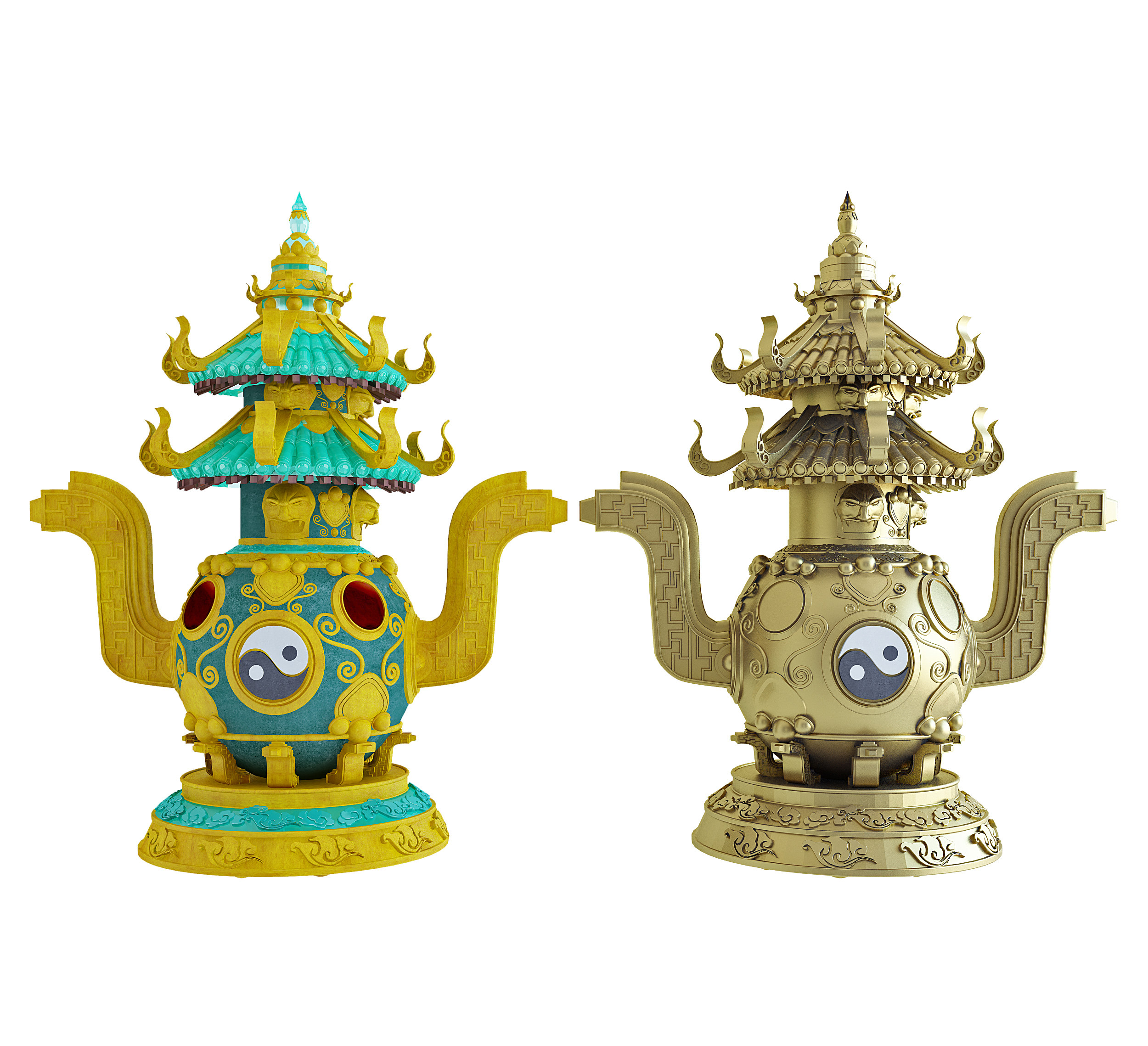 中式铜器,香炉3d模型下载