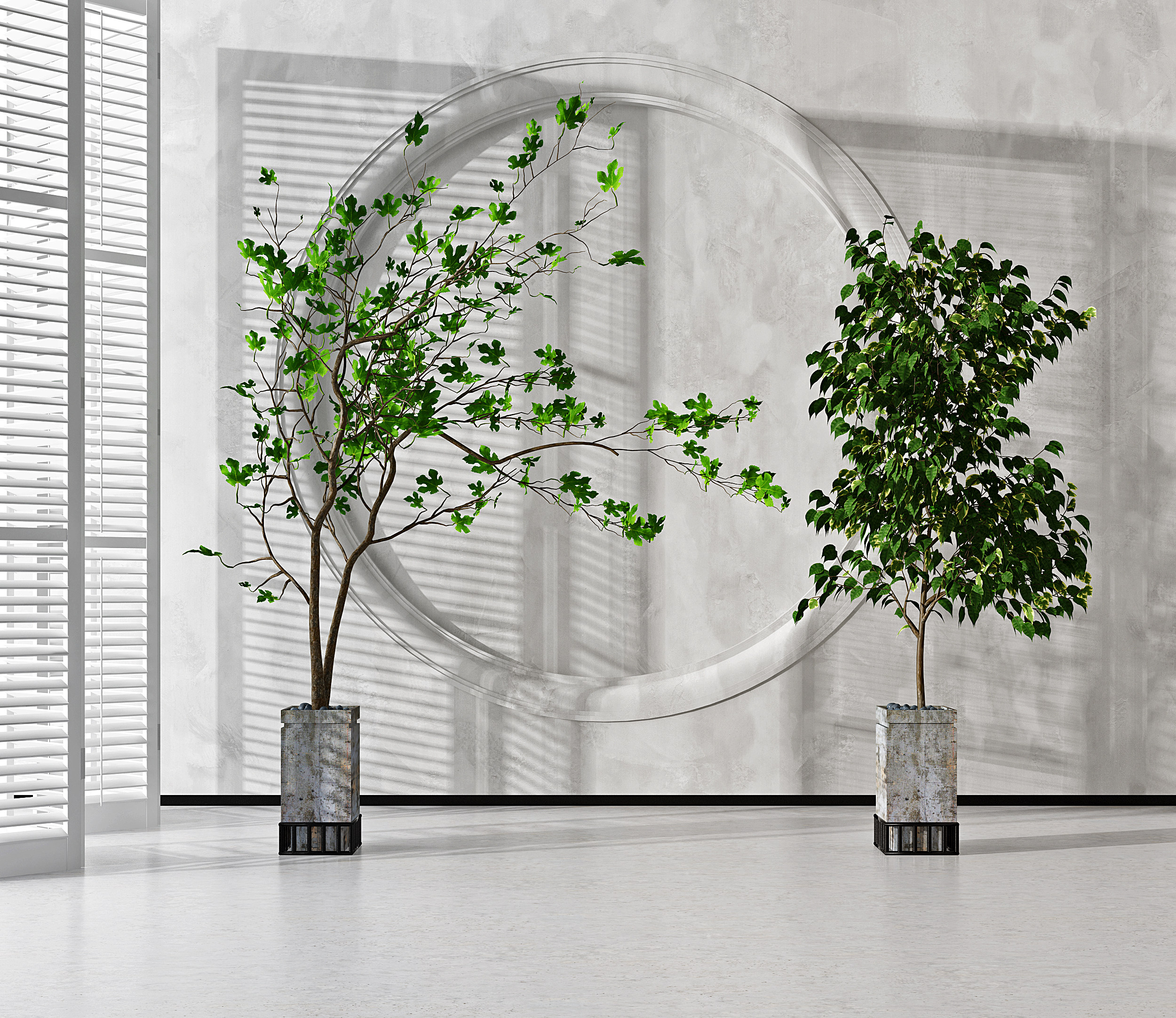 现代植物盆栽组合3d模型下载