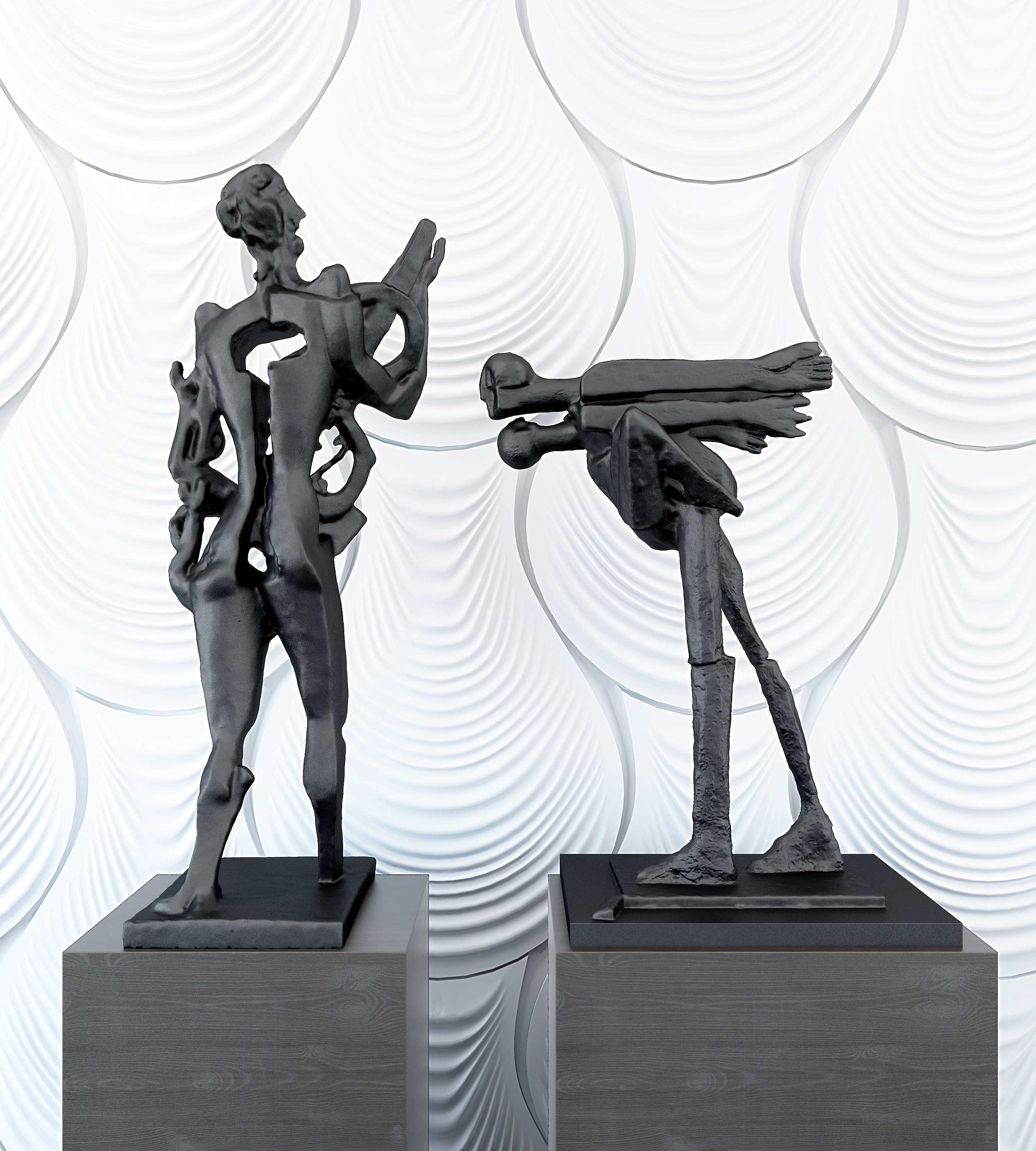 现代抽象人物雕塑,3d模型下载