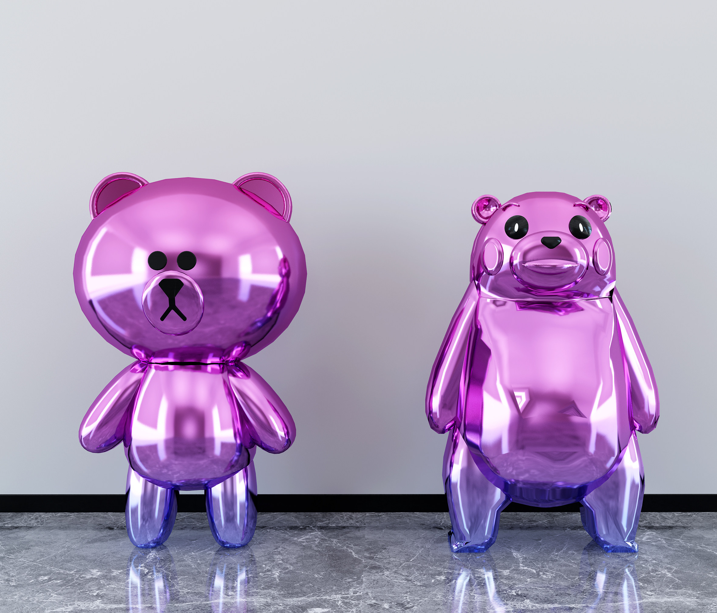 现代小熊水晶雕塑,3d模型下载