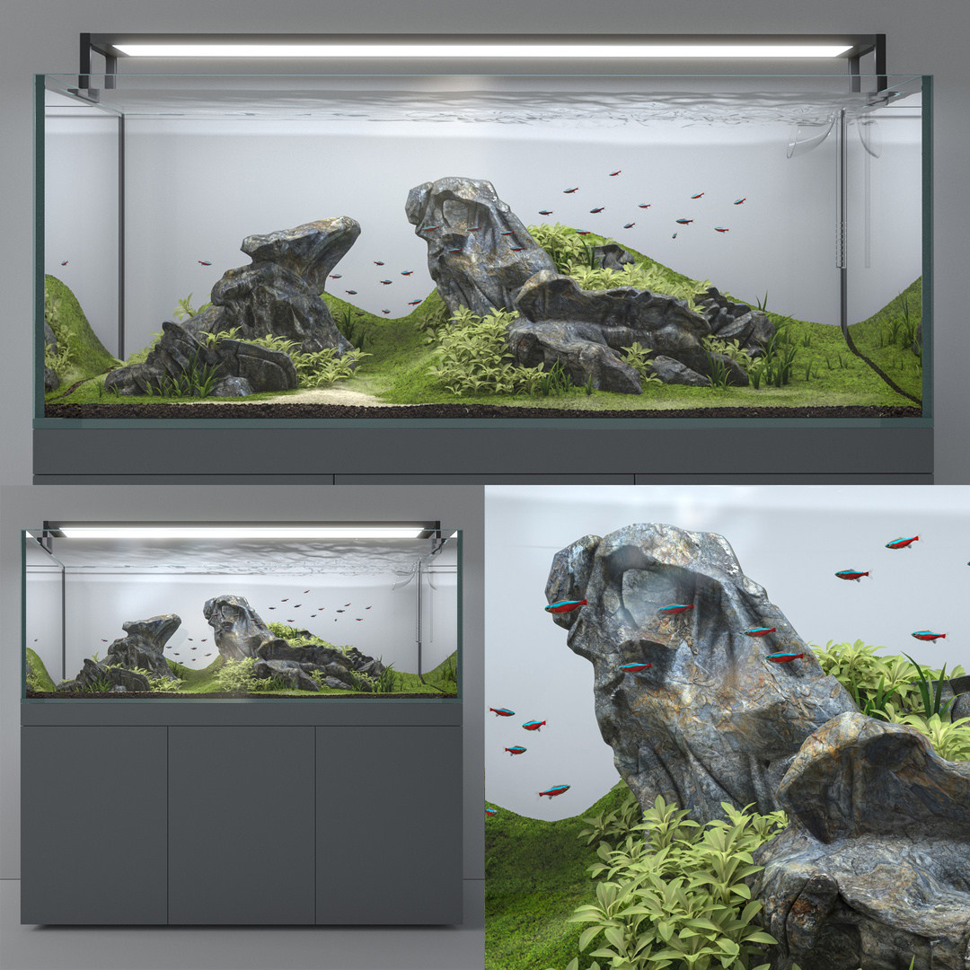 15现代水族鱼缸3d模型下载