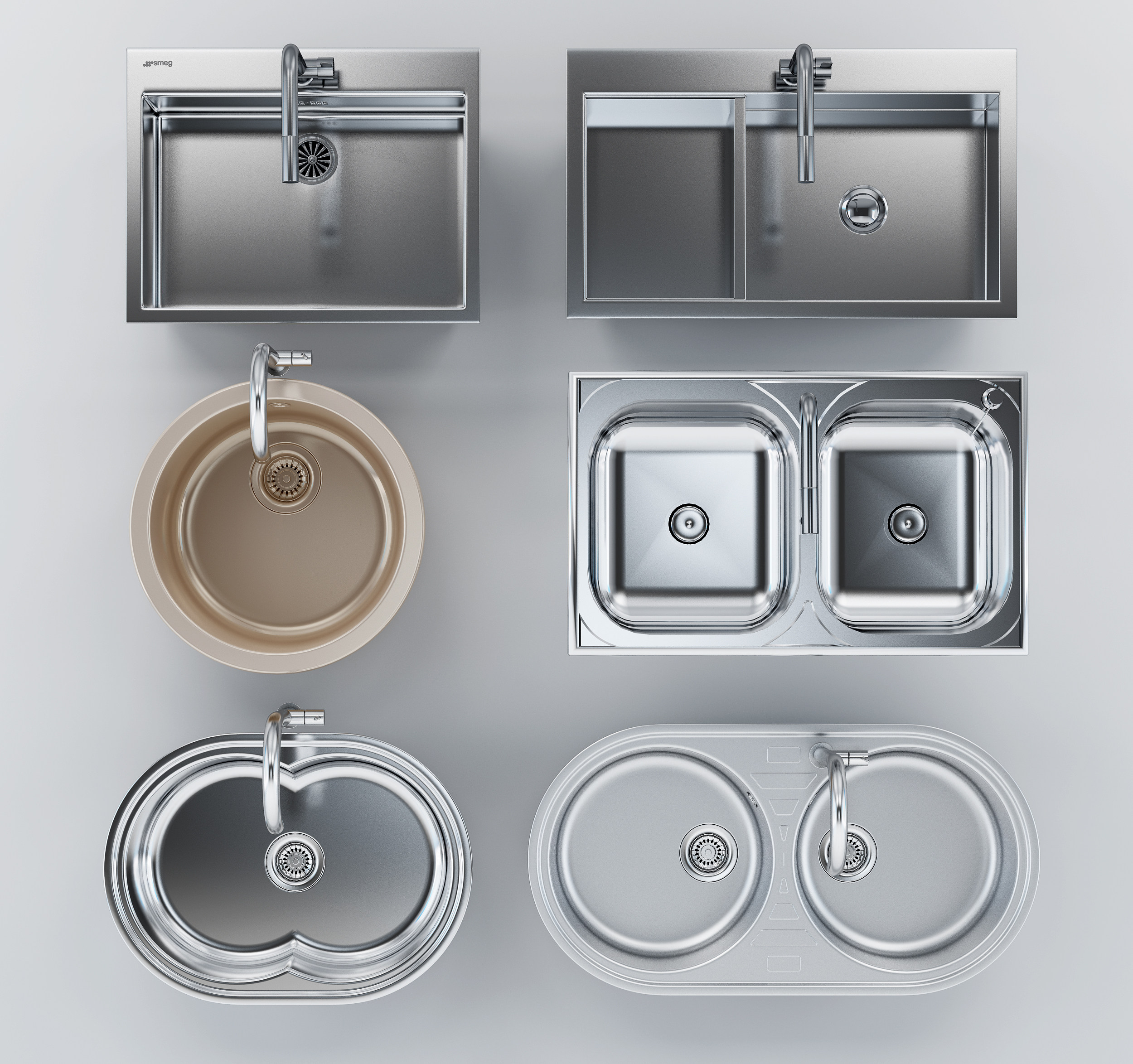 现代不锈钢洗菜盆,厨房台盆3d模型下载