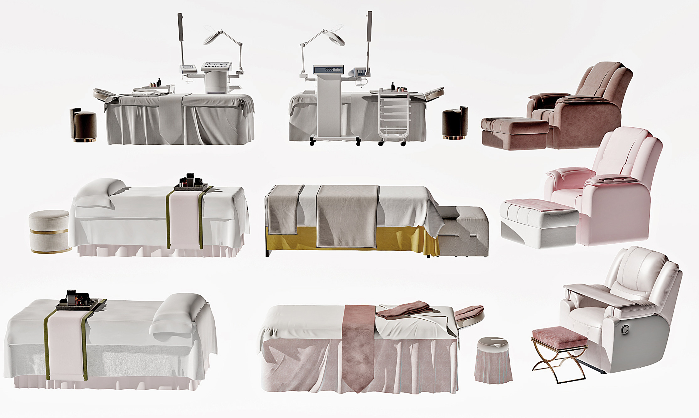 现代SPA按摩椅床3d模型下载