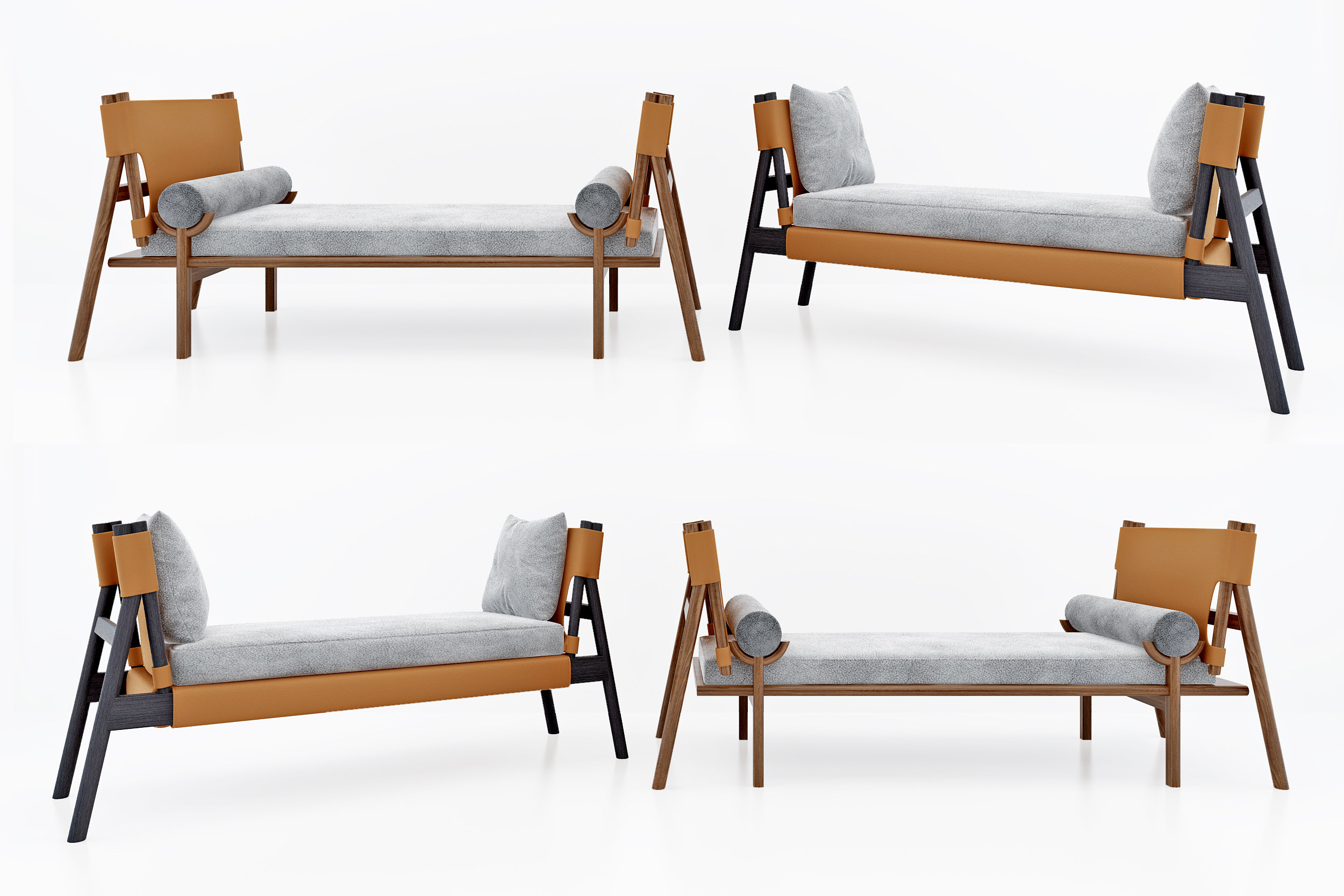 现代布艺床尾凳,脚踏3d模型下载