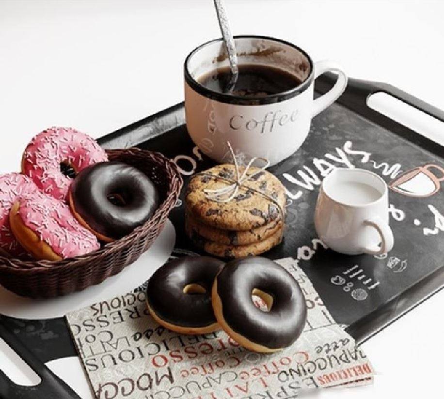 02咖啡,甜甜圈,食物,饮品3d模型下载