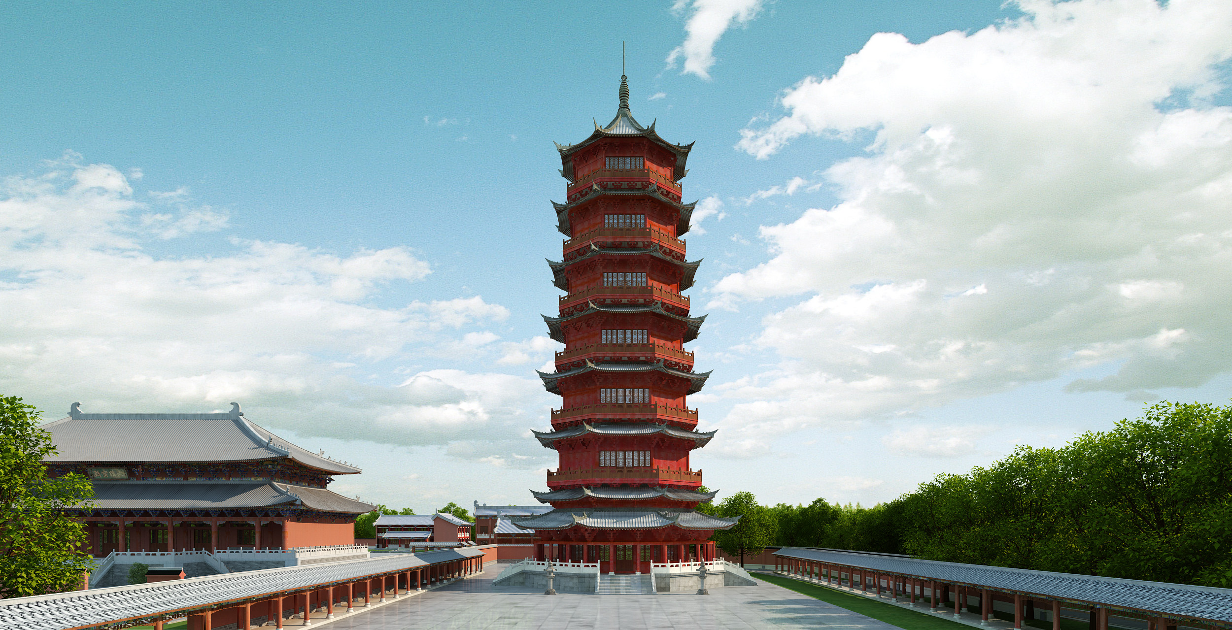 中式佛塔,寺庙3d模型下载