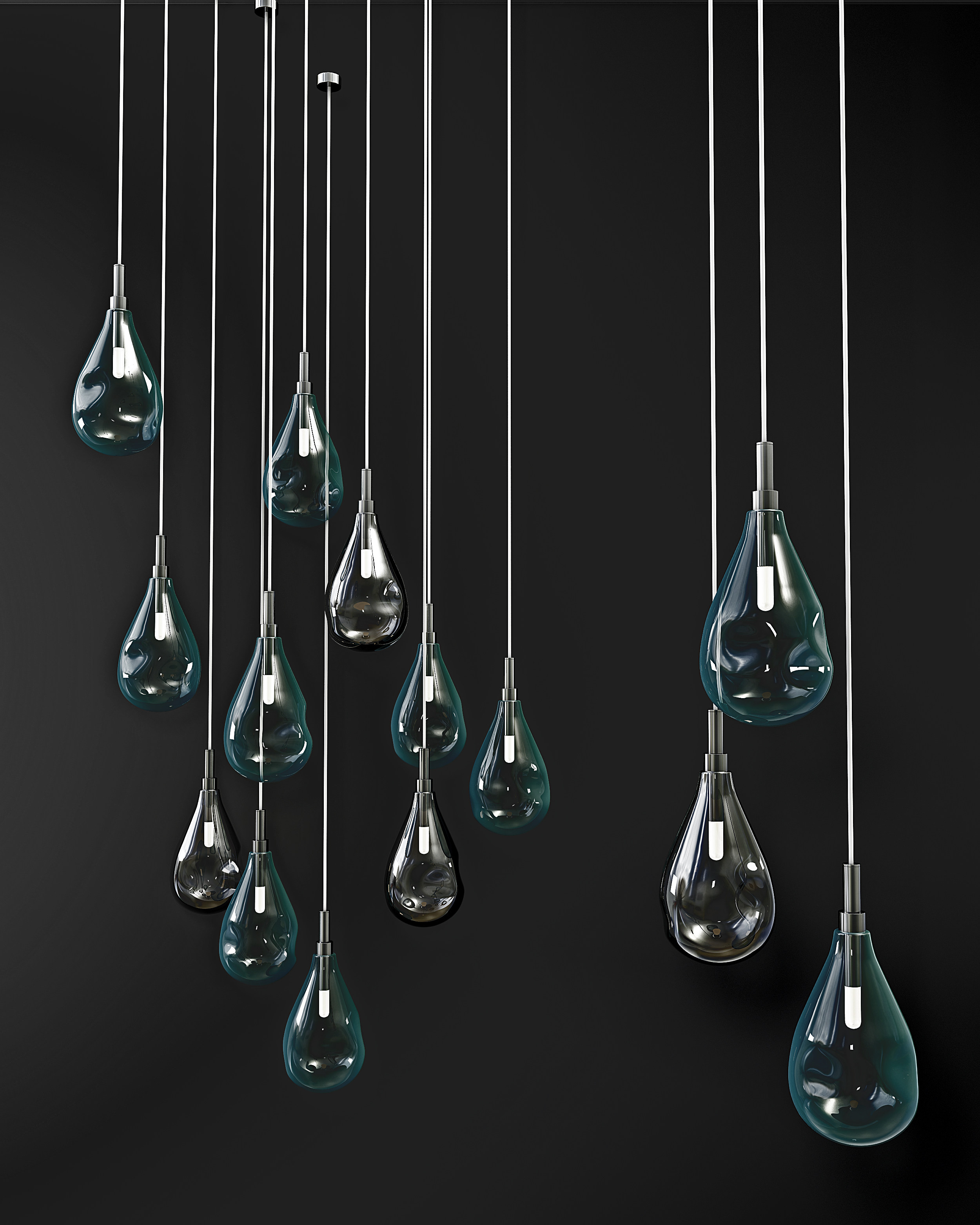 现代水滴玻璃吊灯3d模型下载