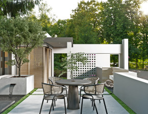 现代别墅庭院景观花园3d模型下载