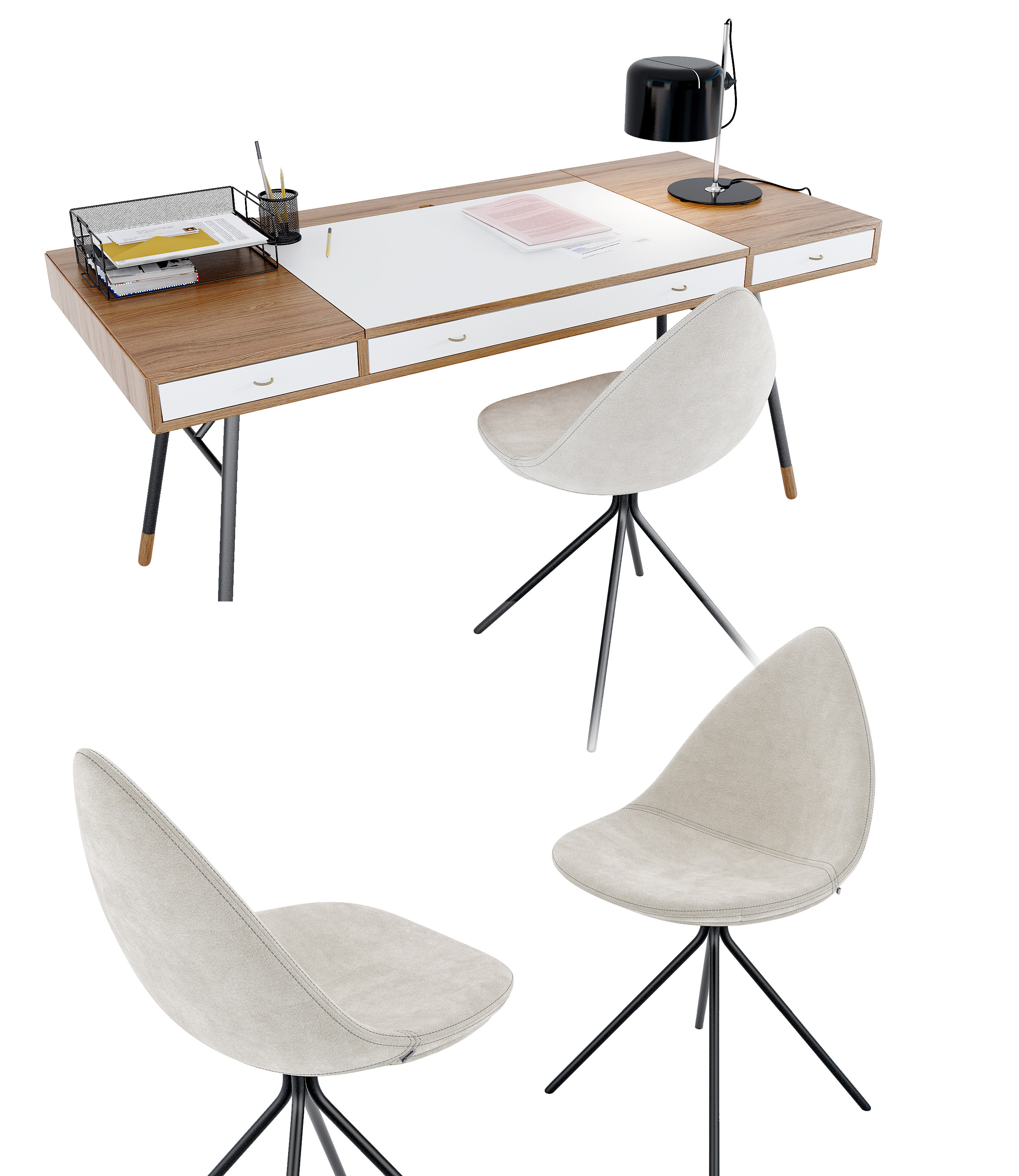 丹麦 BoConcept 现代书桌椅组合3d模型下载