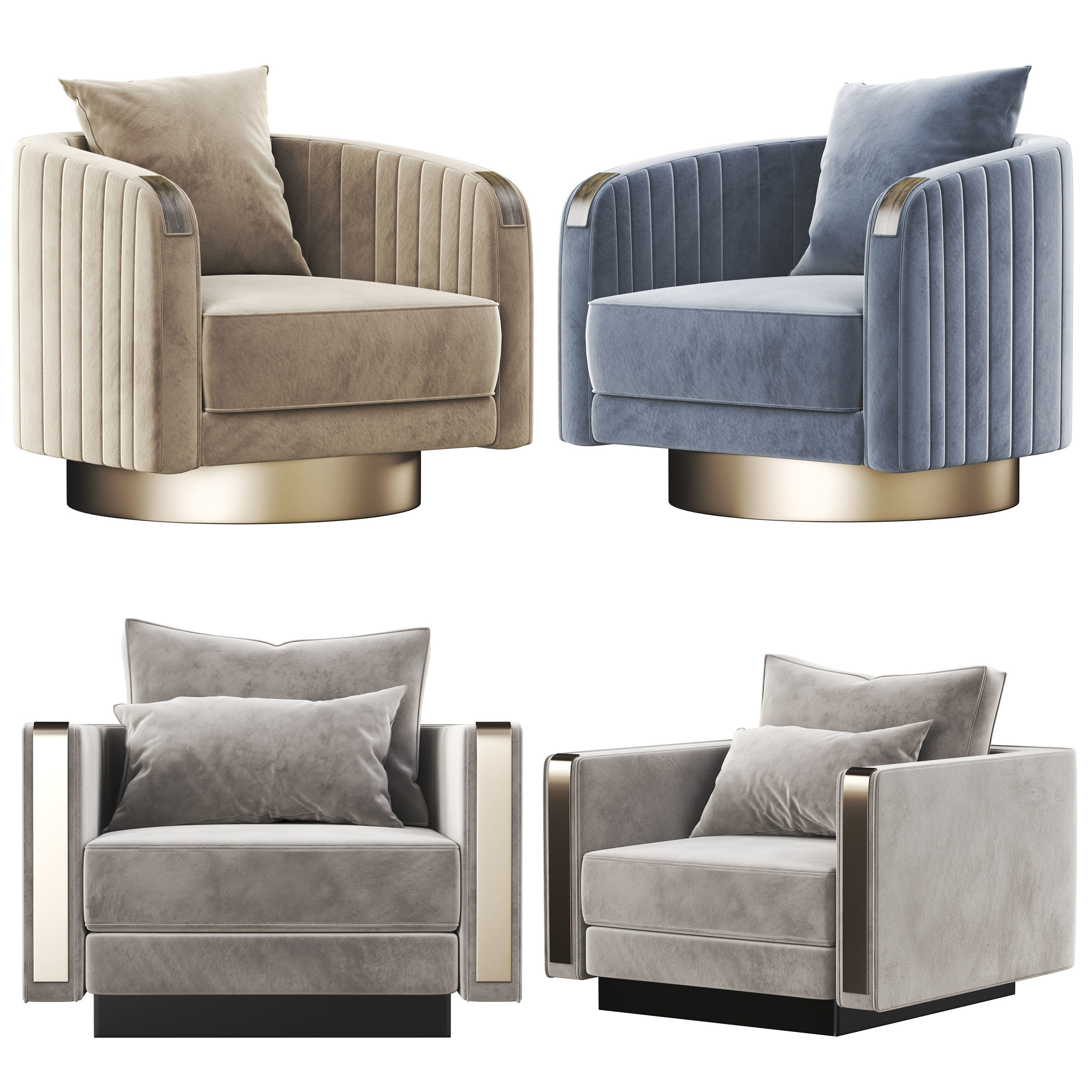 Artemest 现代轻奢单人沙发组合3d模型下载
