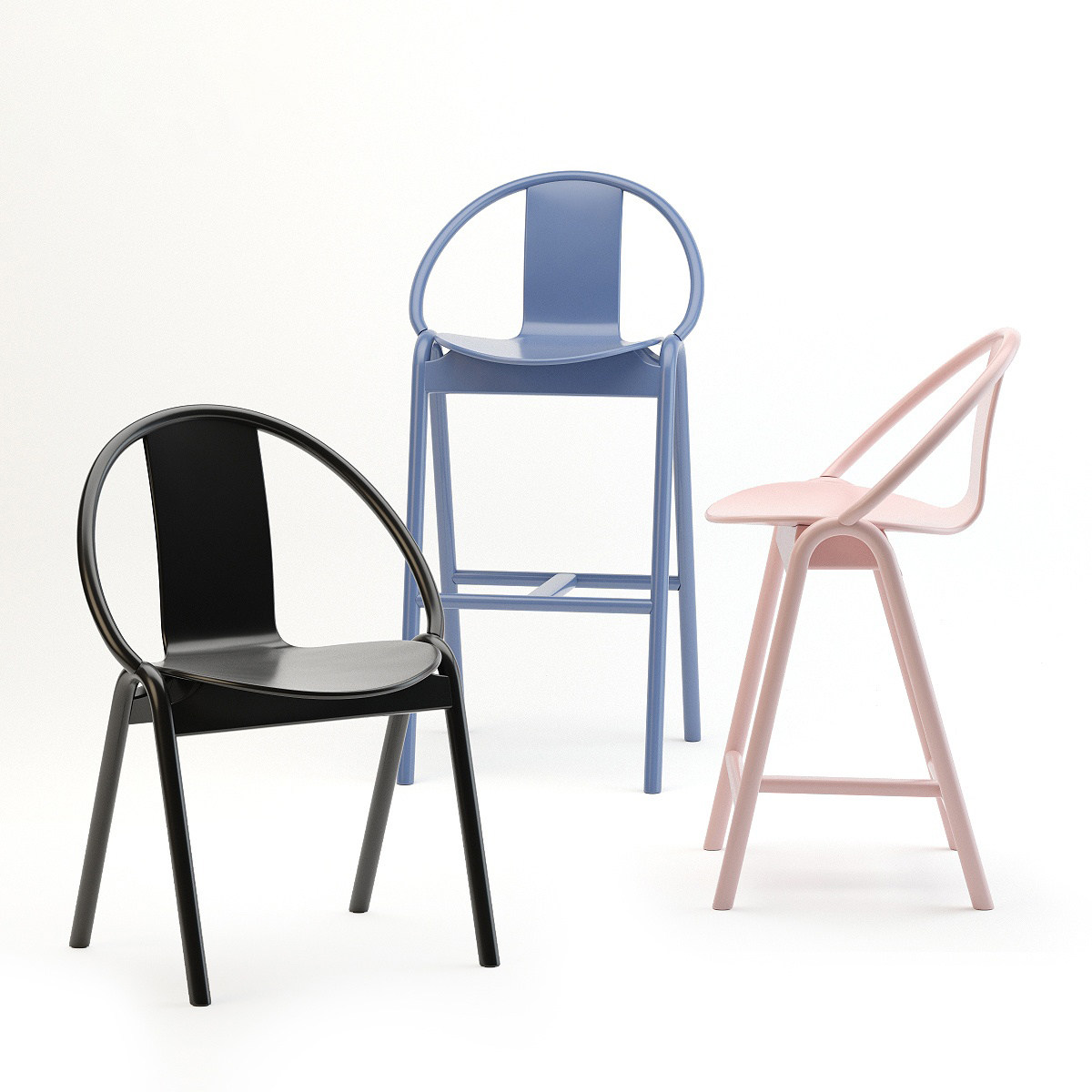 24现代简约北欧单椅吧椅组合,高脚椅,椅子,餐椅3d模型下载