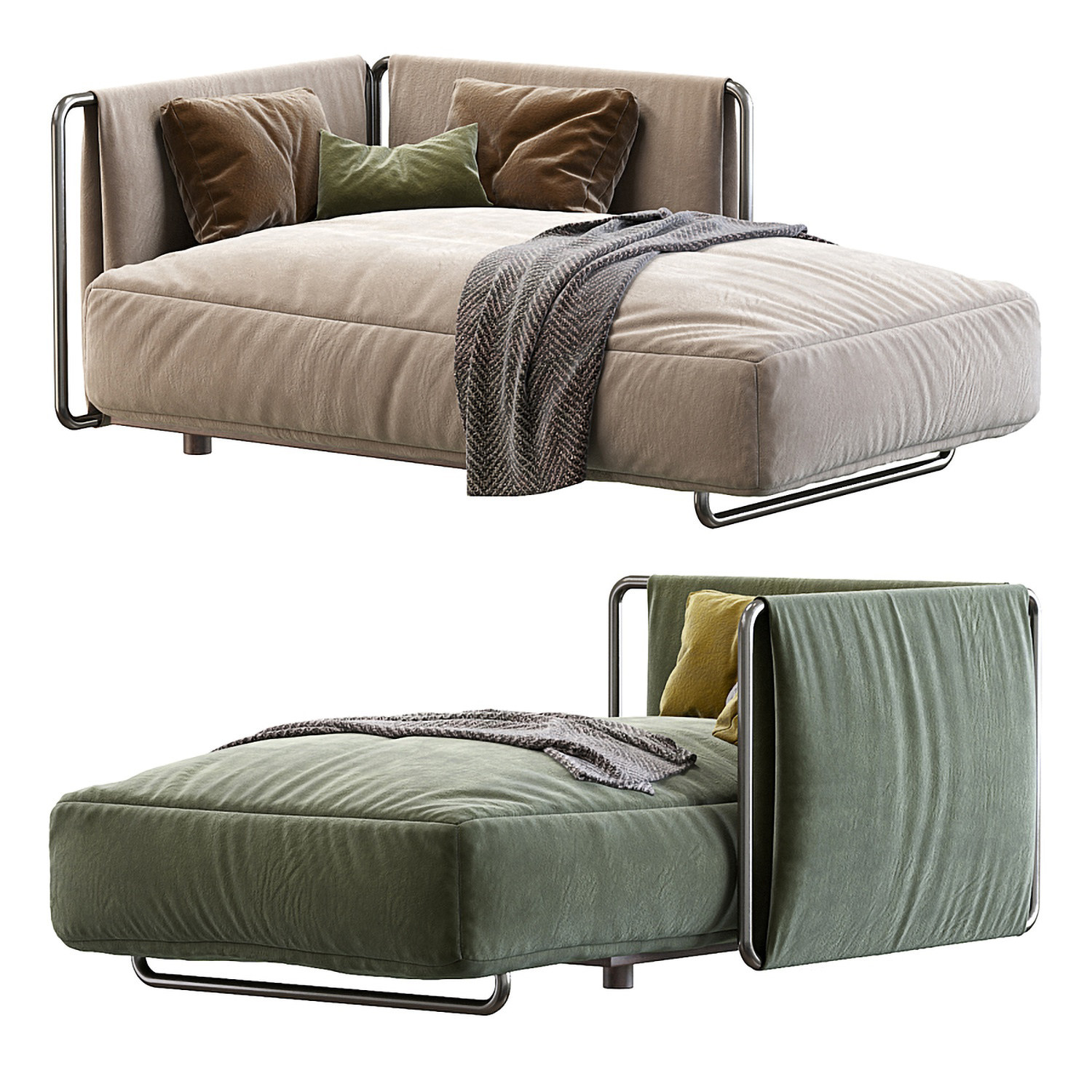 Flexform 现代卧榻沙发凳3d模型下载