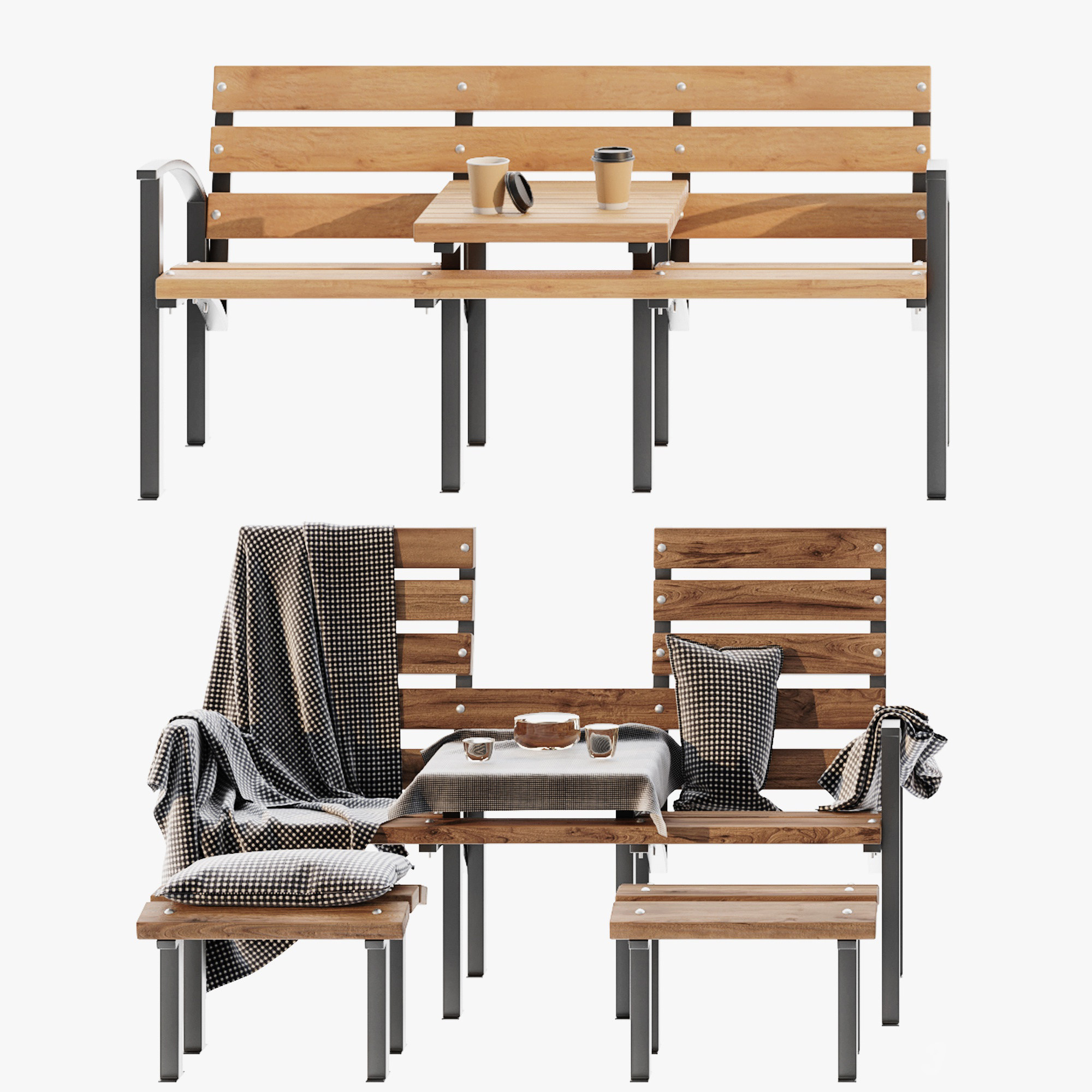 现代户外休闲椅长椅3d模型下载