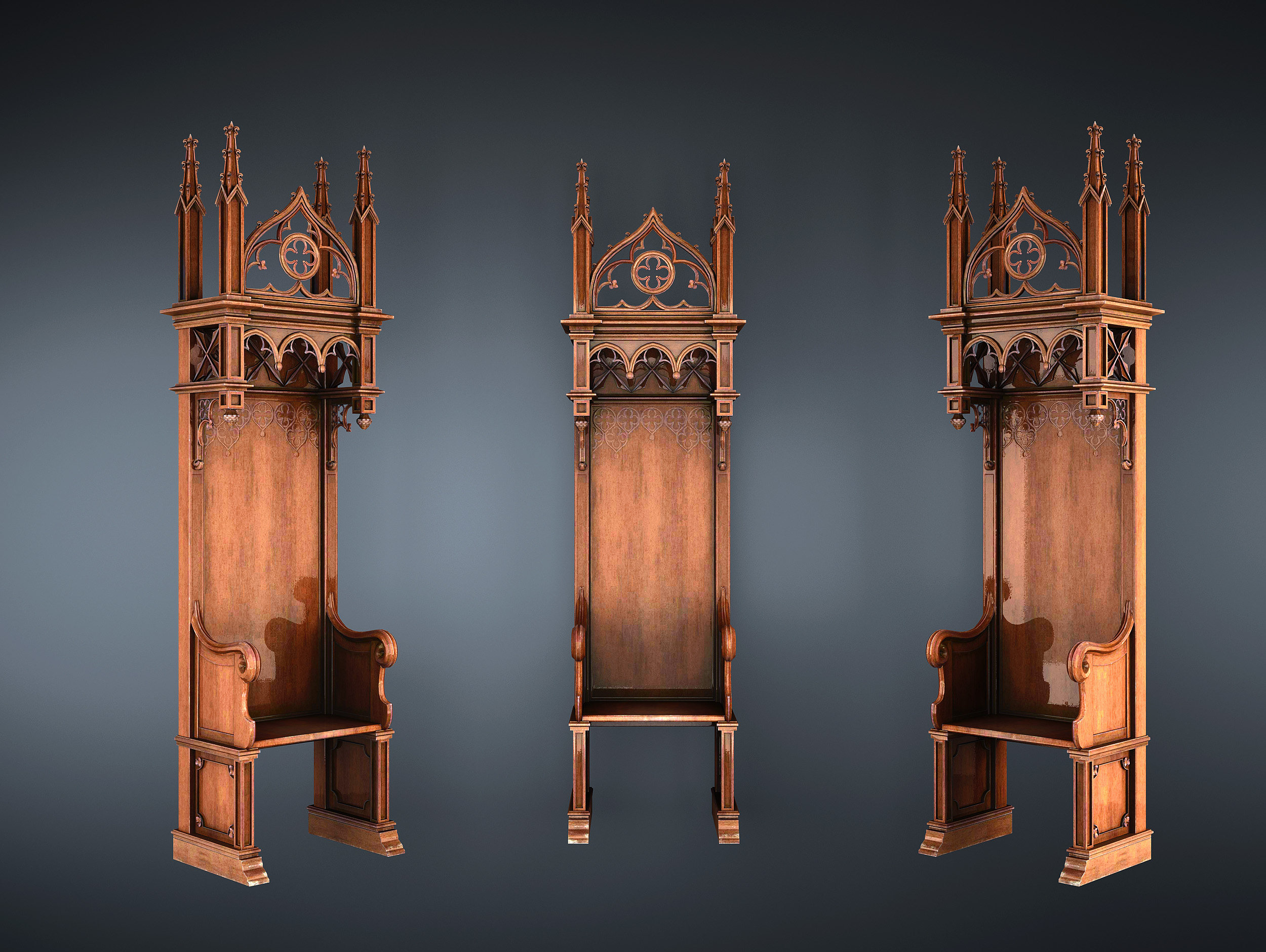 欧式美式法式原木教堂椅3d模型下载