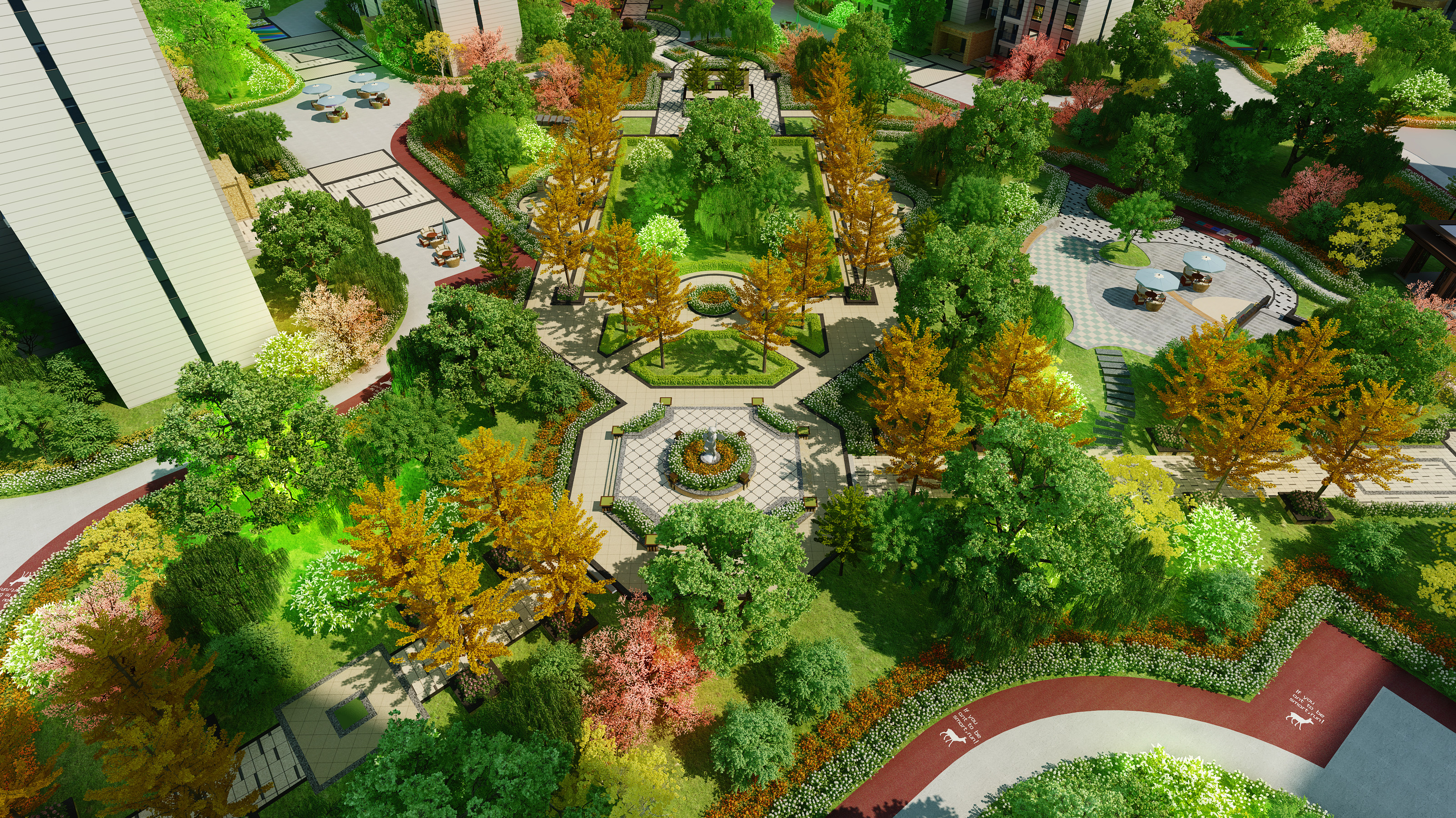 现代小区绿化园林景观鸟瞰3d模型下载