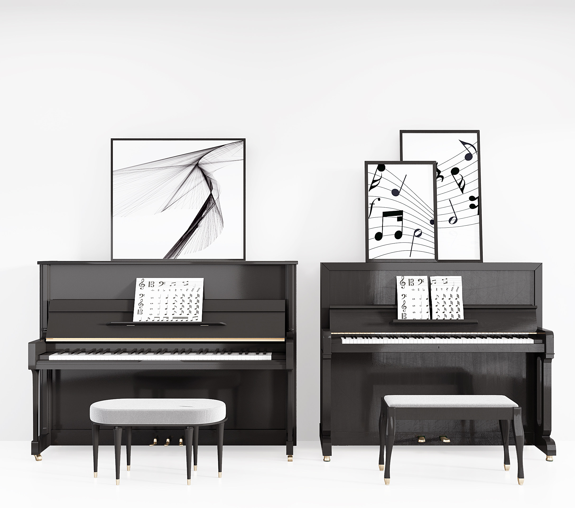 现代美式钢琴,钢琴乐器3d模型下载
