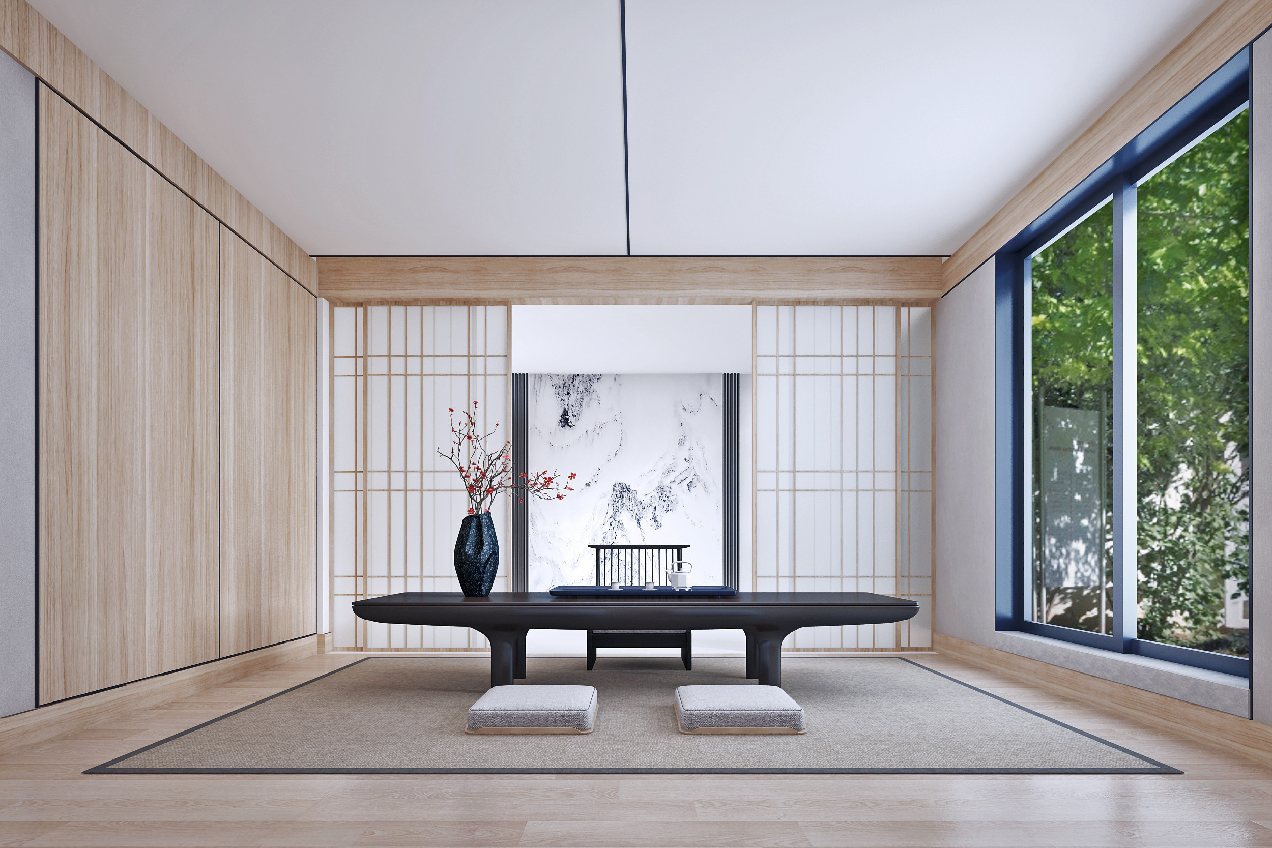 现代日式茶室,3d模型下载