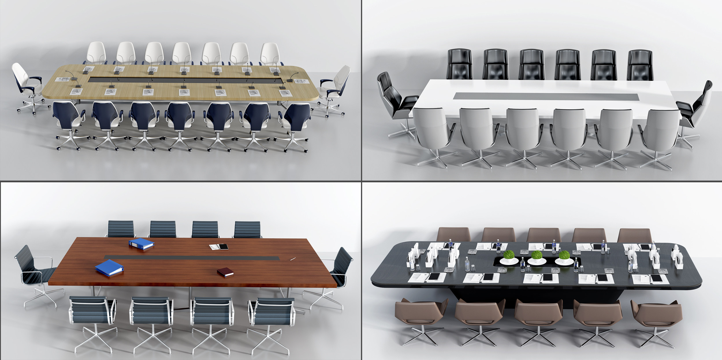 现代会议桌组合3d模型下载