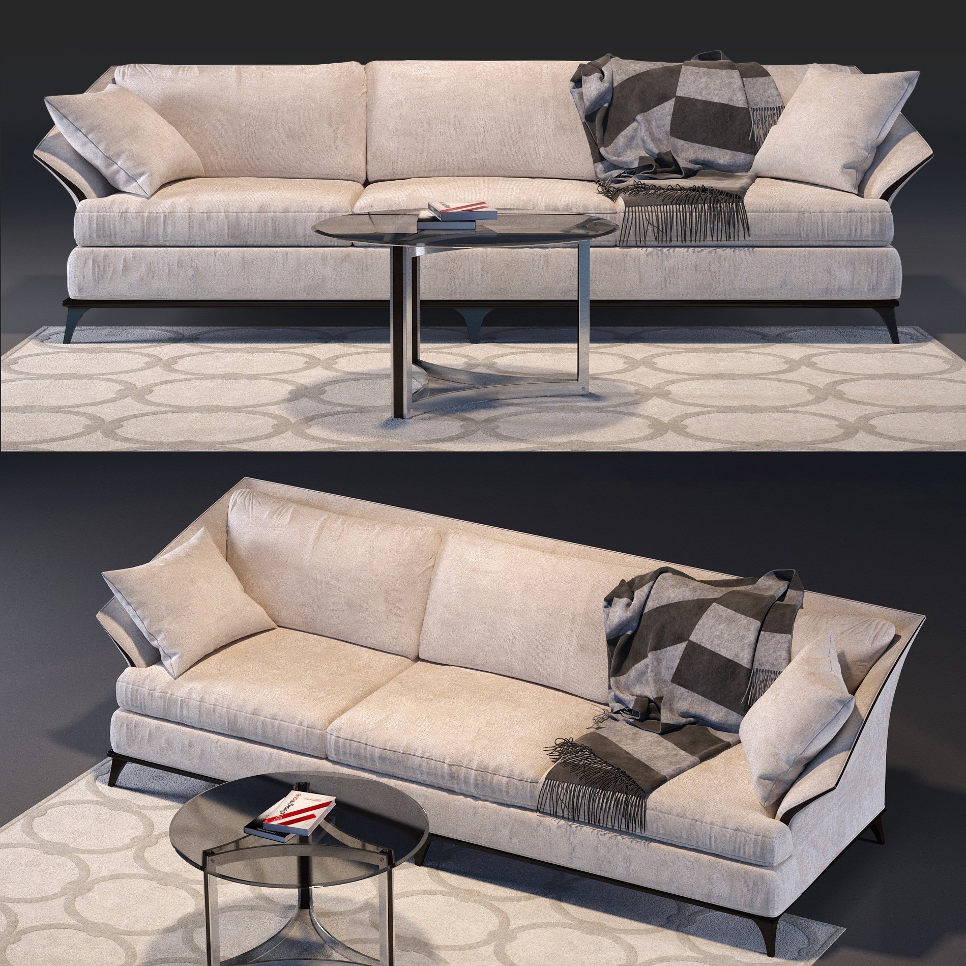 现代三人沙发沙发3d模型下载