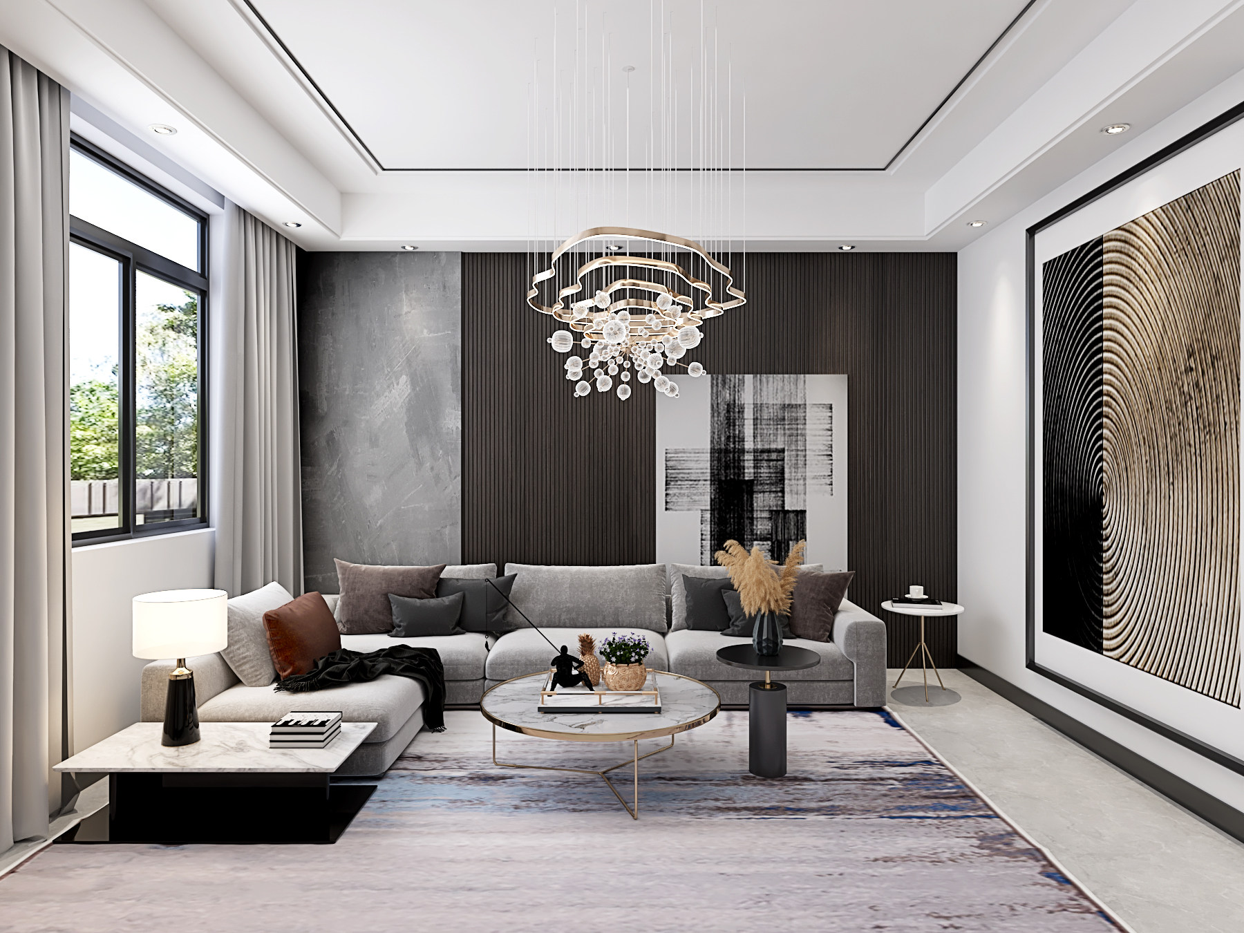 现代风格自建房，客厅沙发 (1)3d模型下载