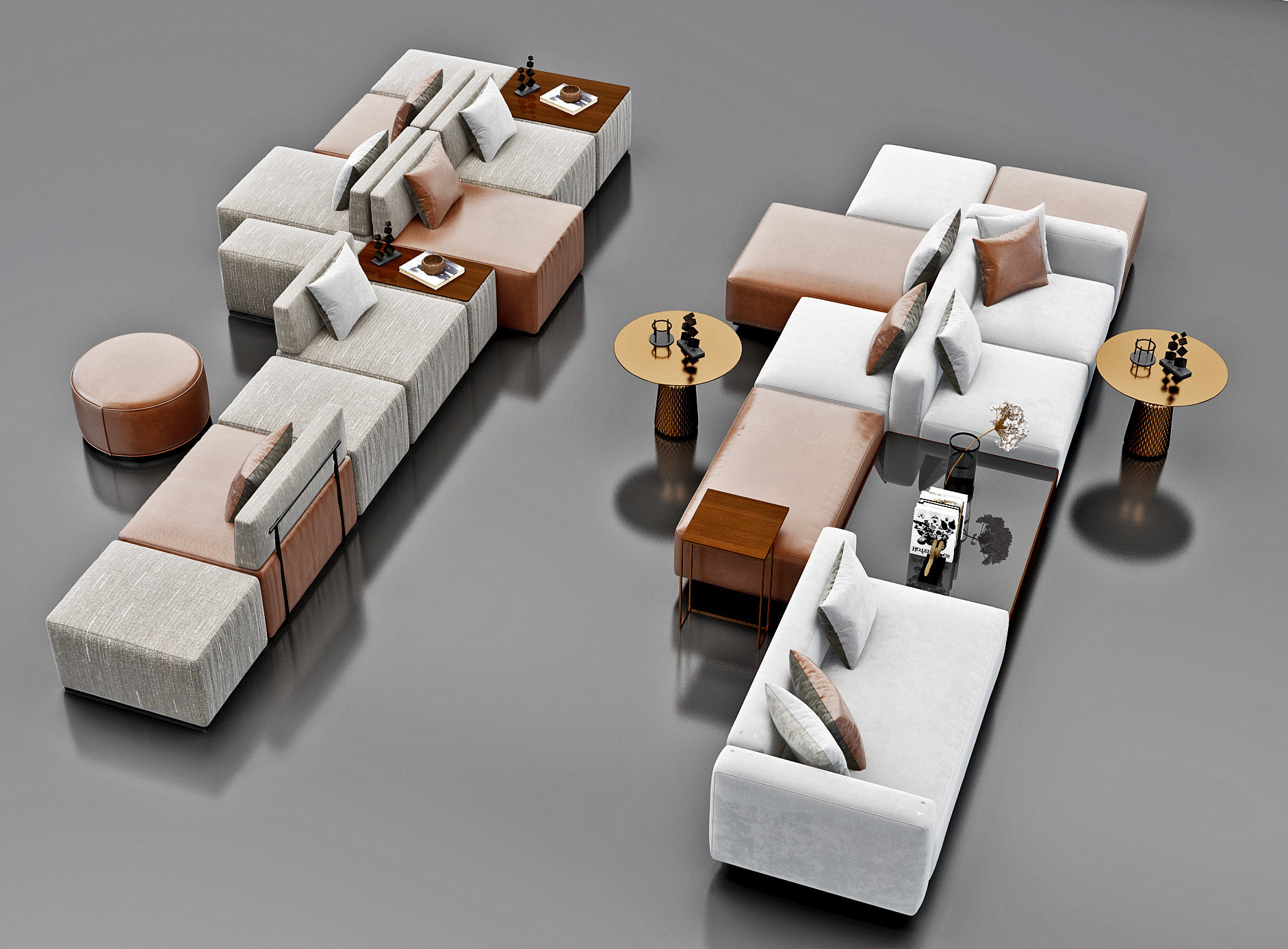 现代长条休闲沙发3d模型下载