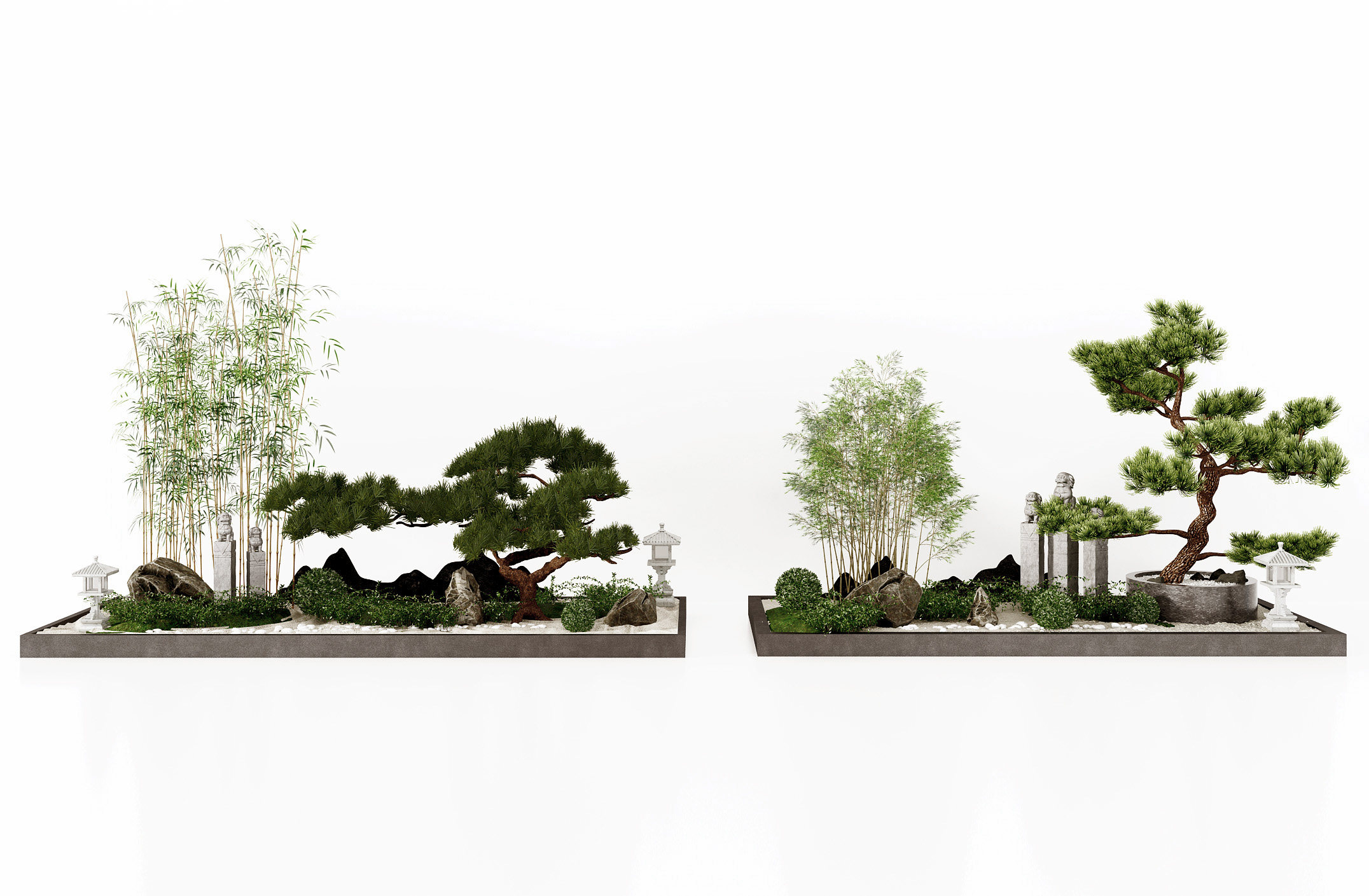 新中式庭院景观小品3d模型下载