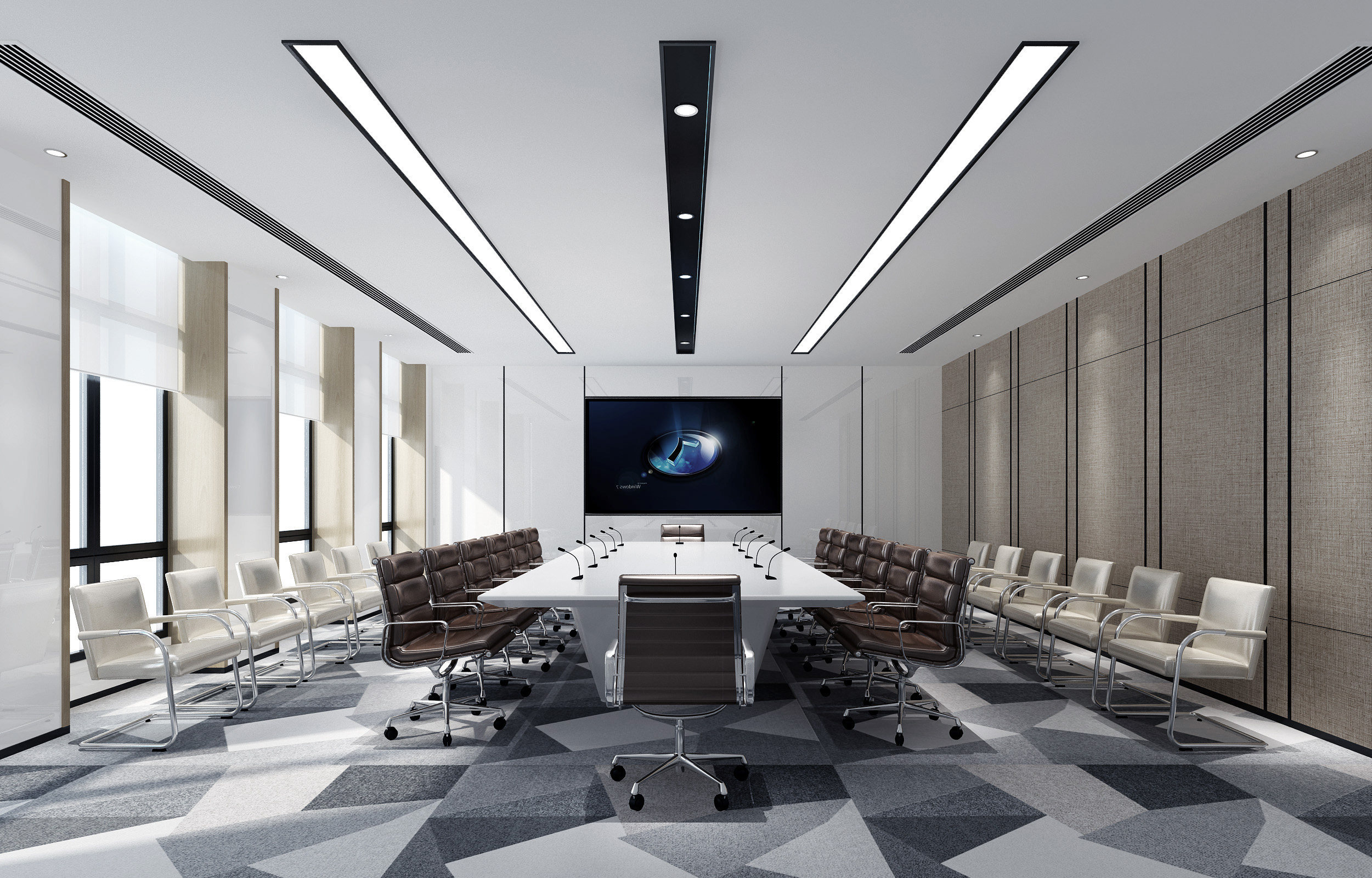 现代办公会议室,3d模型下载